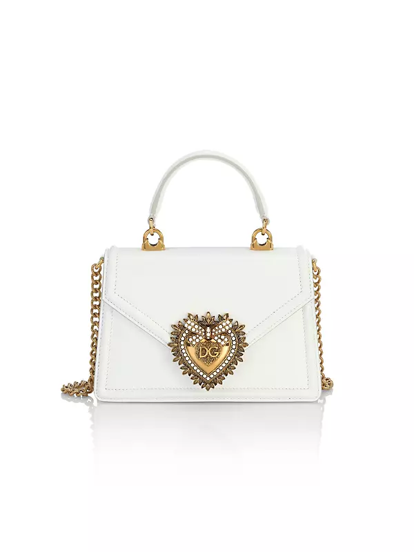 Dolce & Gabbana Devotion Mini Leather Top-Handle Bag White