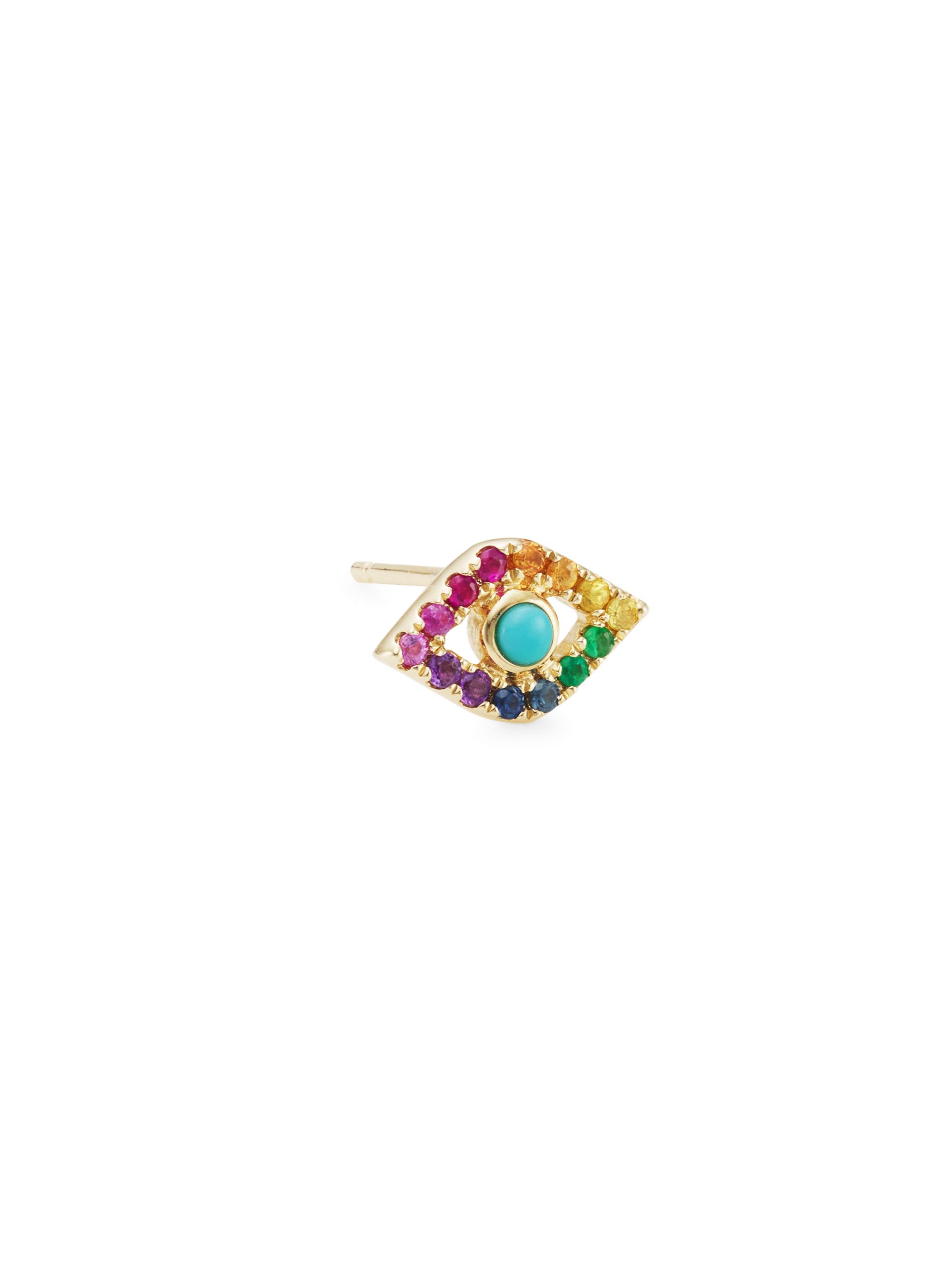 Sydney Evan Women's 14K Yellow Gold & Multi-Stone Evil Eye Stud Earrings