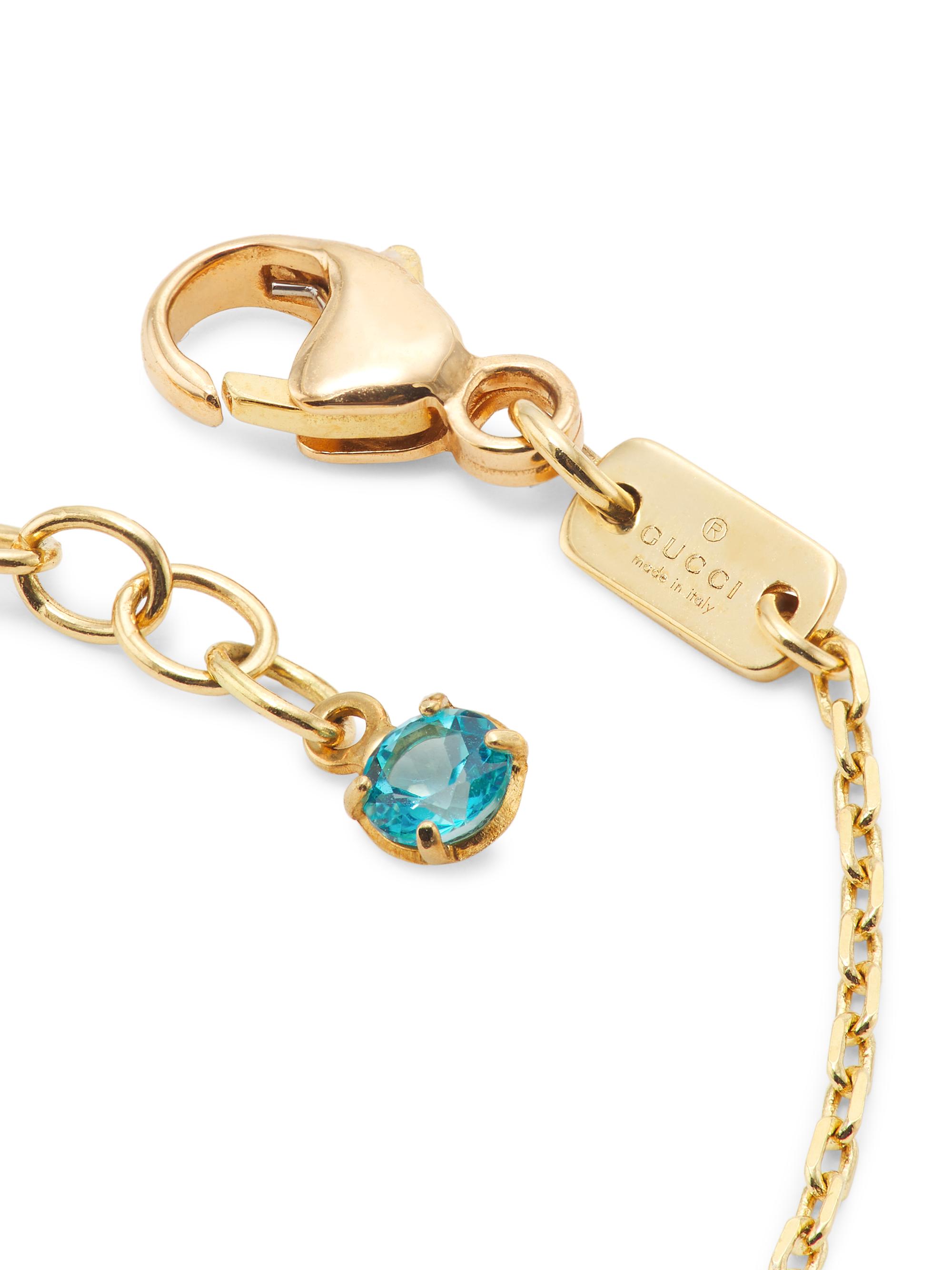 Gucci Running GG 18K Yellow Gold Blue Topaz Necklace Saks
