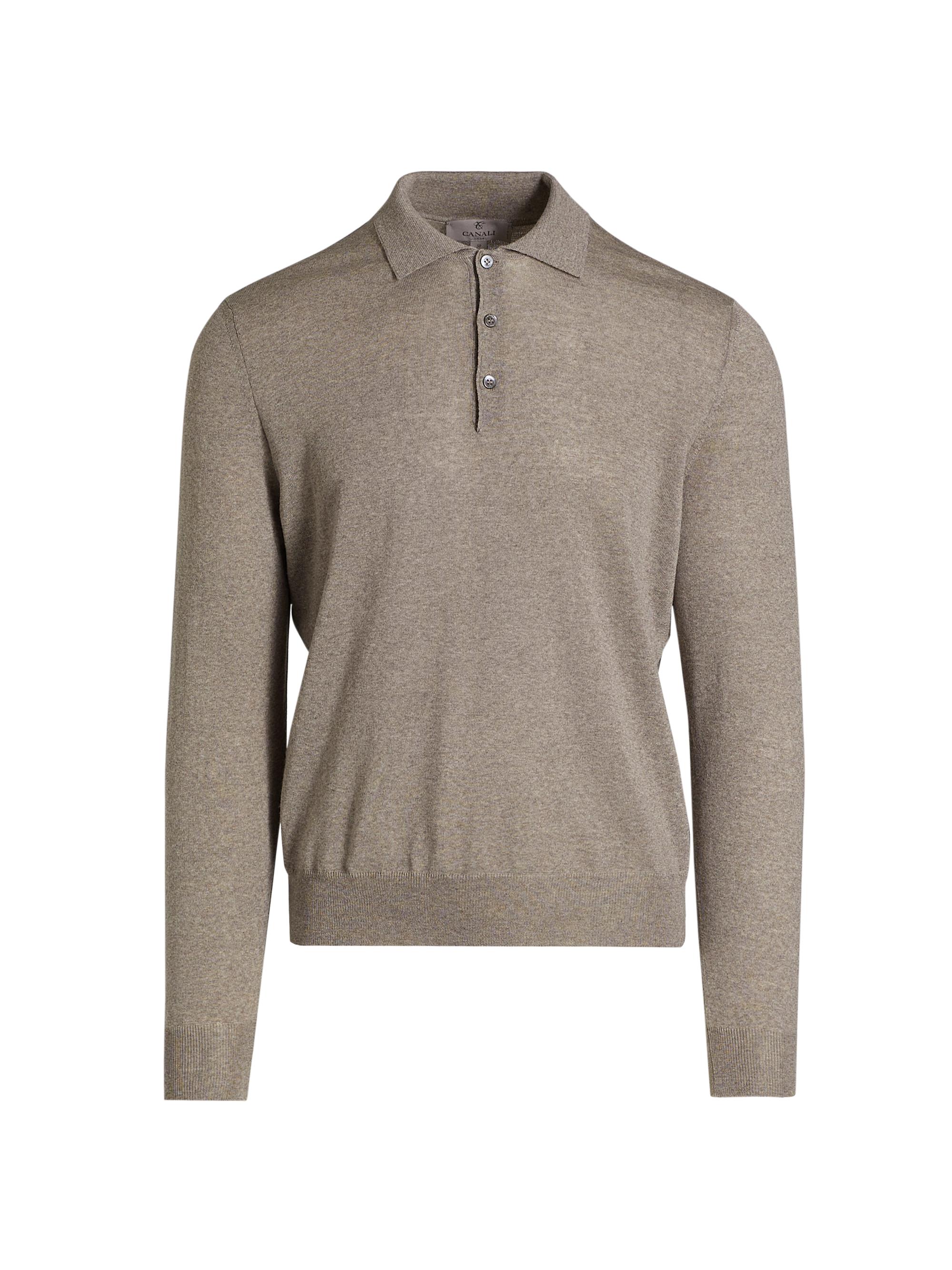 Canali Men's Modern-Fit Wool Polo Shirt - Tan