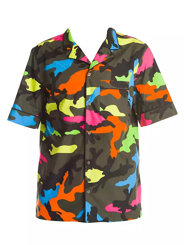 Colorful Camo Print Short-Sleeve Shirt