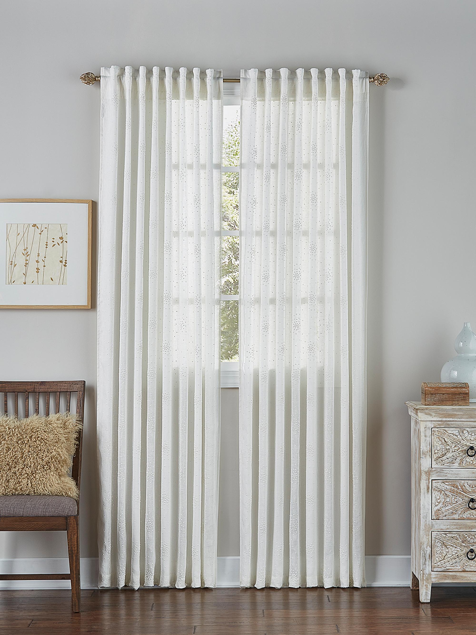 Callisto Home Iris Embroidered  Linen Curtain Panel -  54 x 108