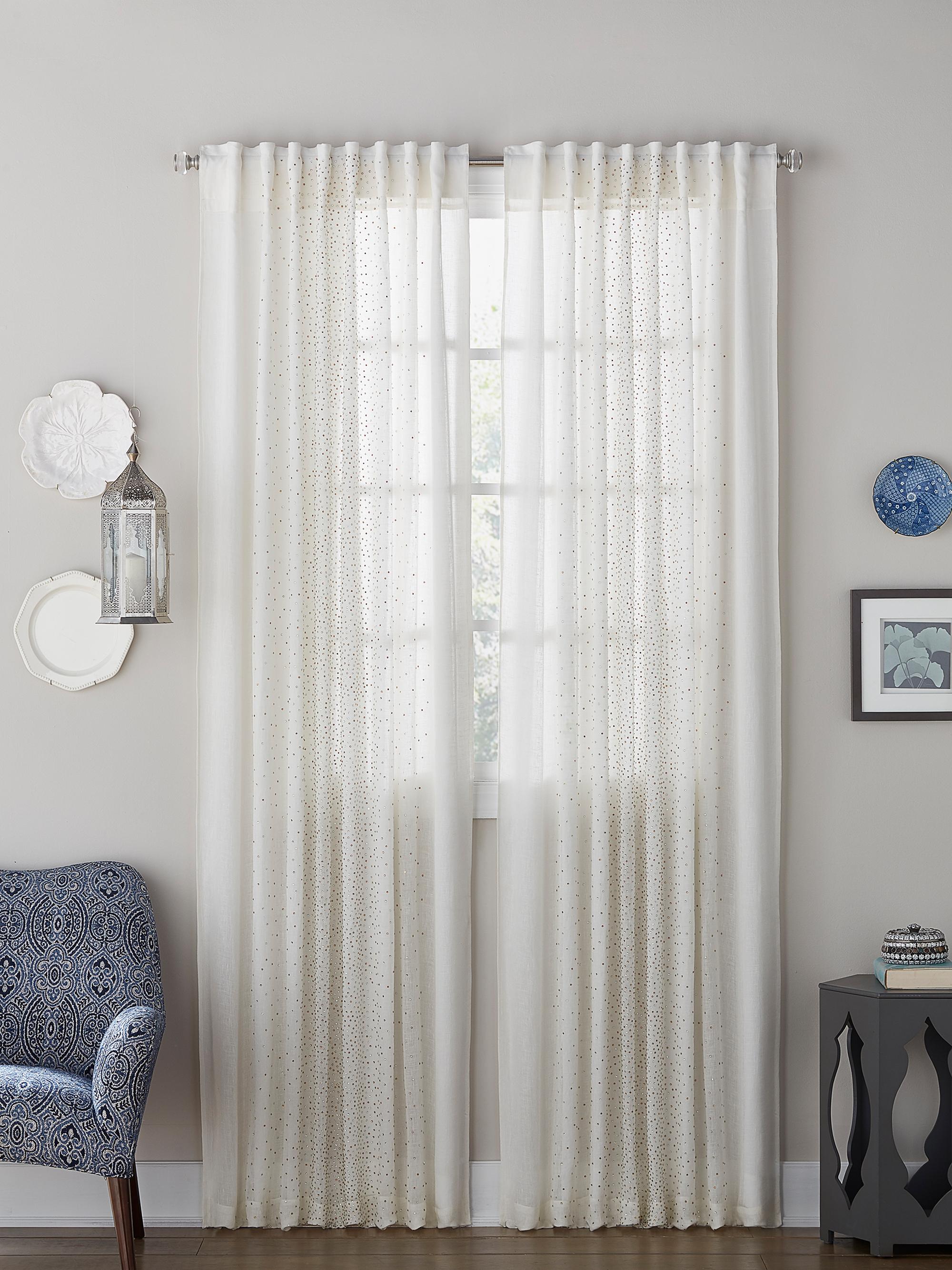 Callisto Home Crystal Embellished Sheer Curtain Panel -  54 x 96