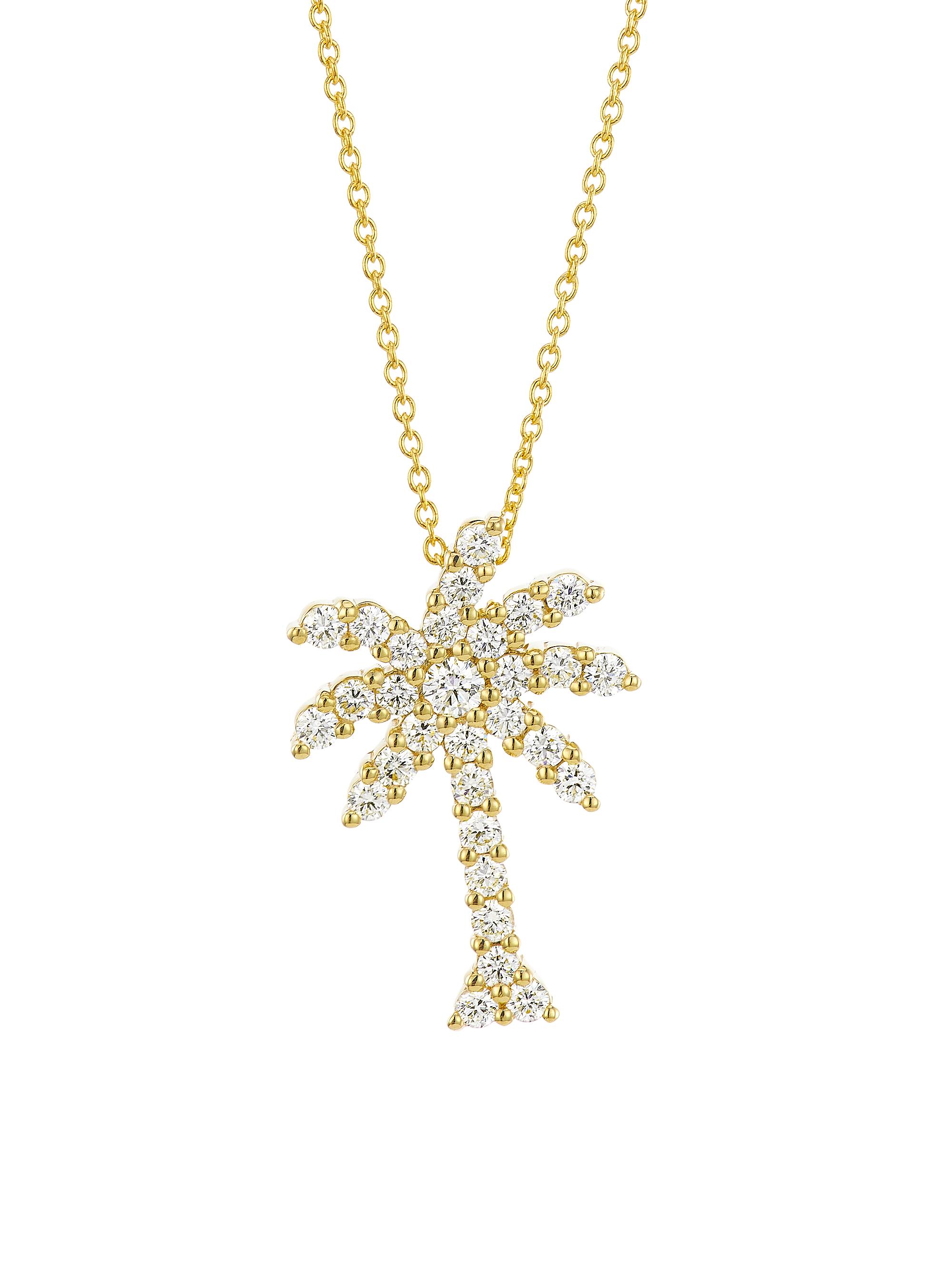 Roberto Coin Women's Tiny Treasures 18K Gold & Diamond Palm Tree Necklace - Yellow Gold