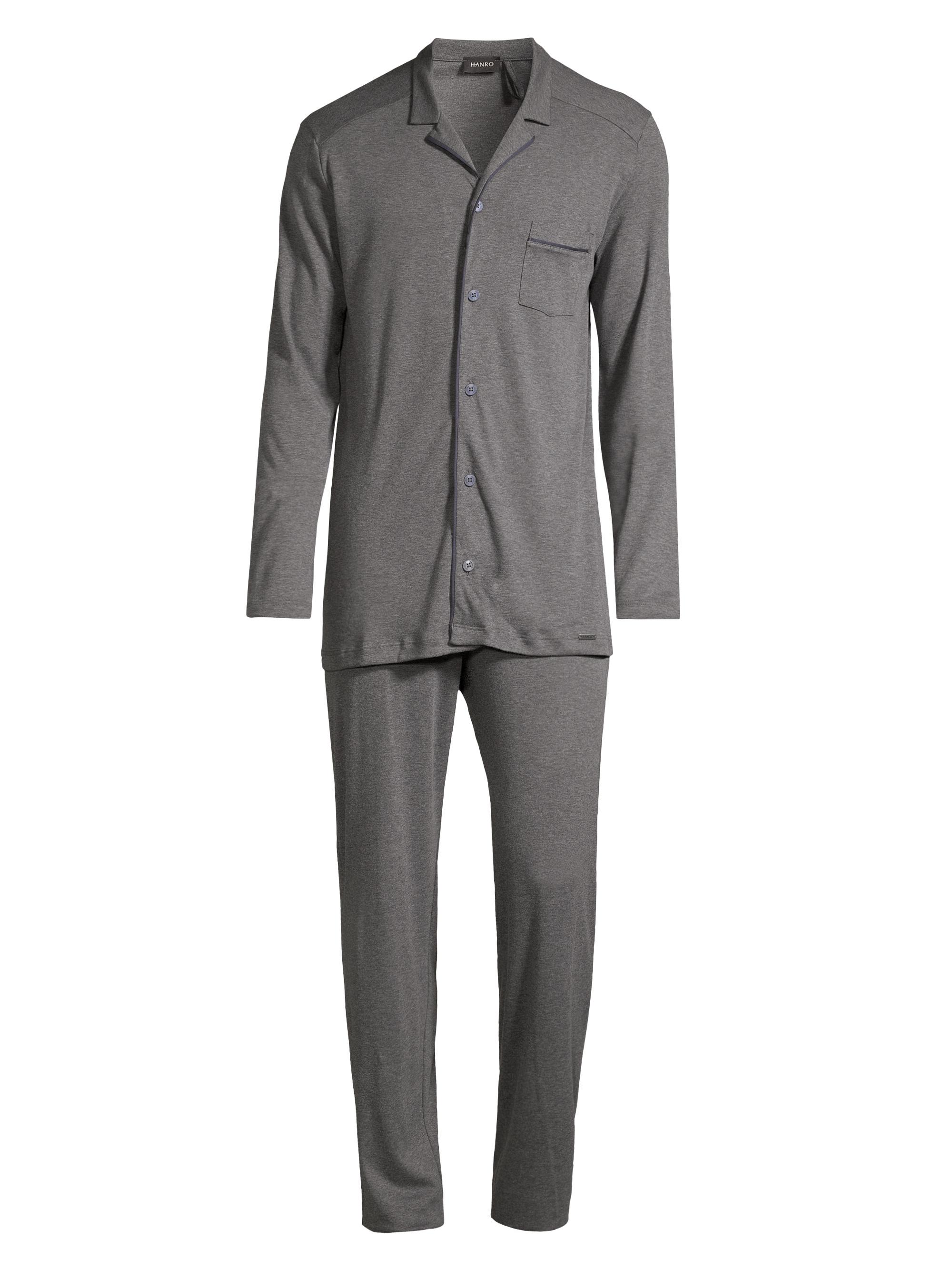 Hanro Men's Basic Piped 2-Piece Long Pajama Set - Deep Navy