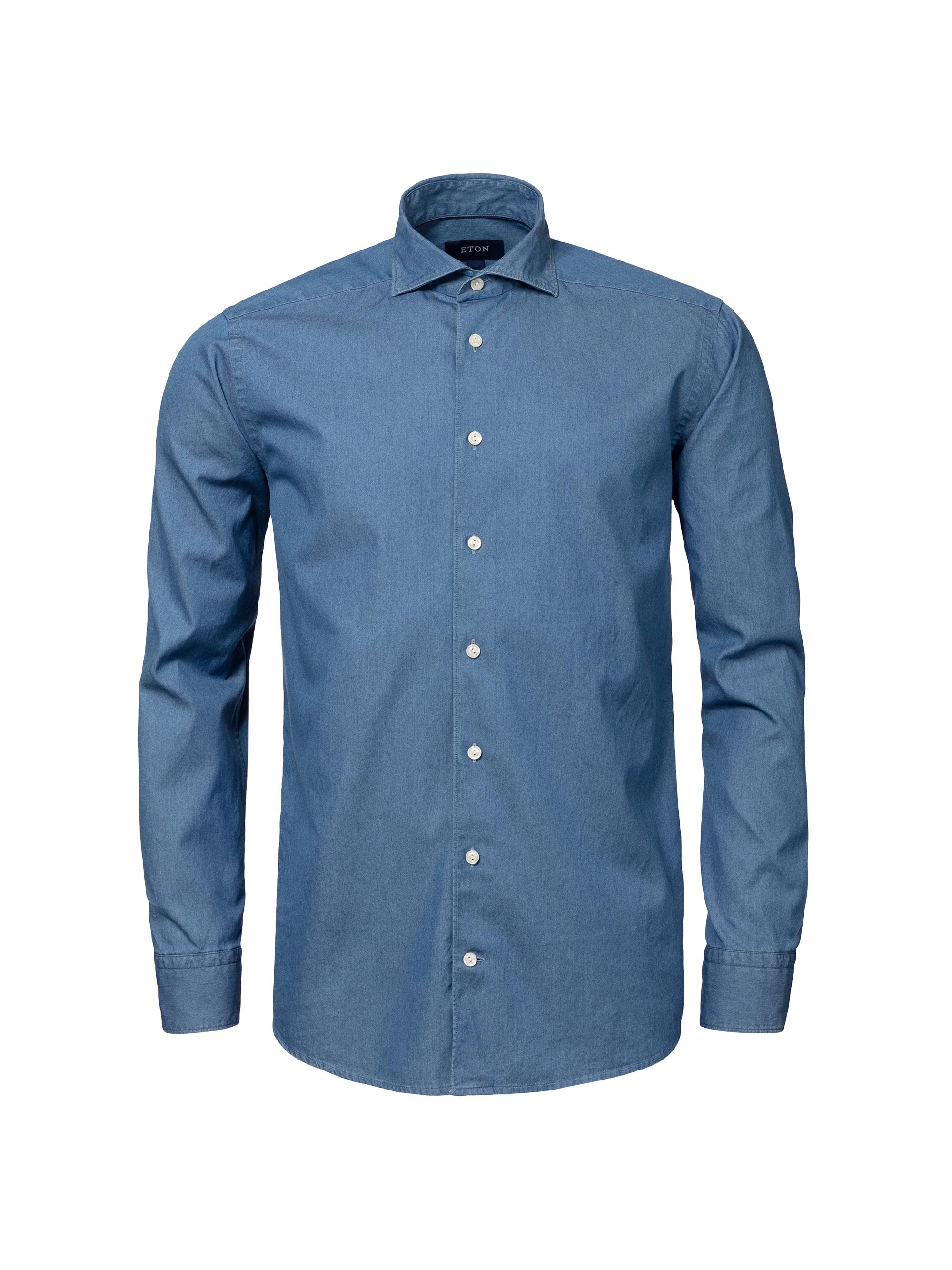 Eton Men's Contemporary-Fit Chambray Soft Casual Shirt - Blue