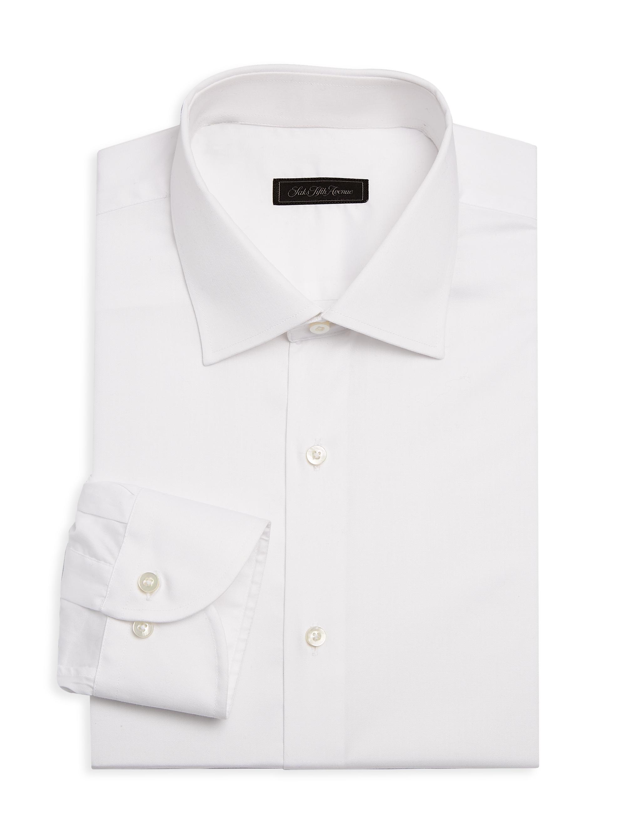 Saks Fifth Avenue Men's COLLECTION Travel Twill Long-Sleeve Dress Shirt - White