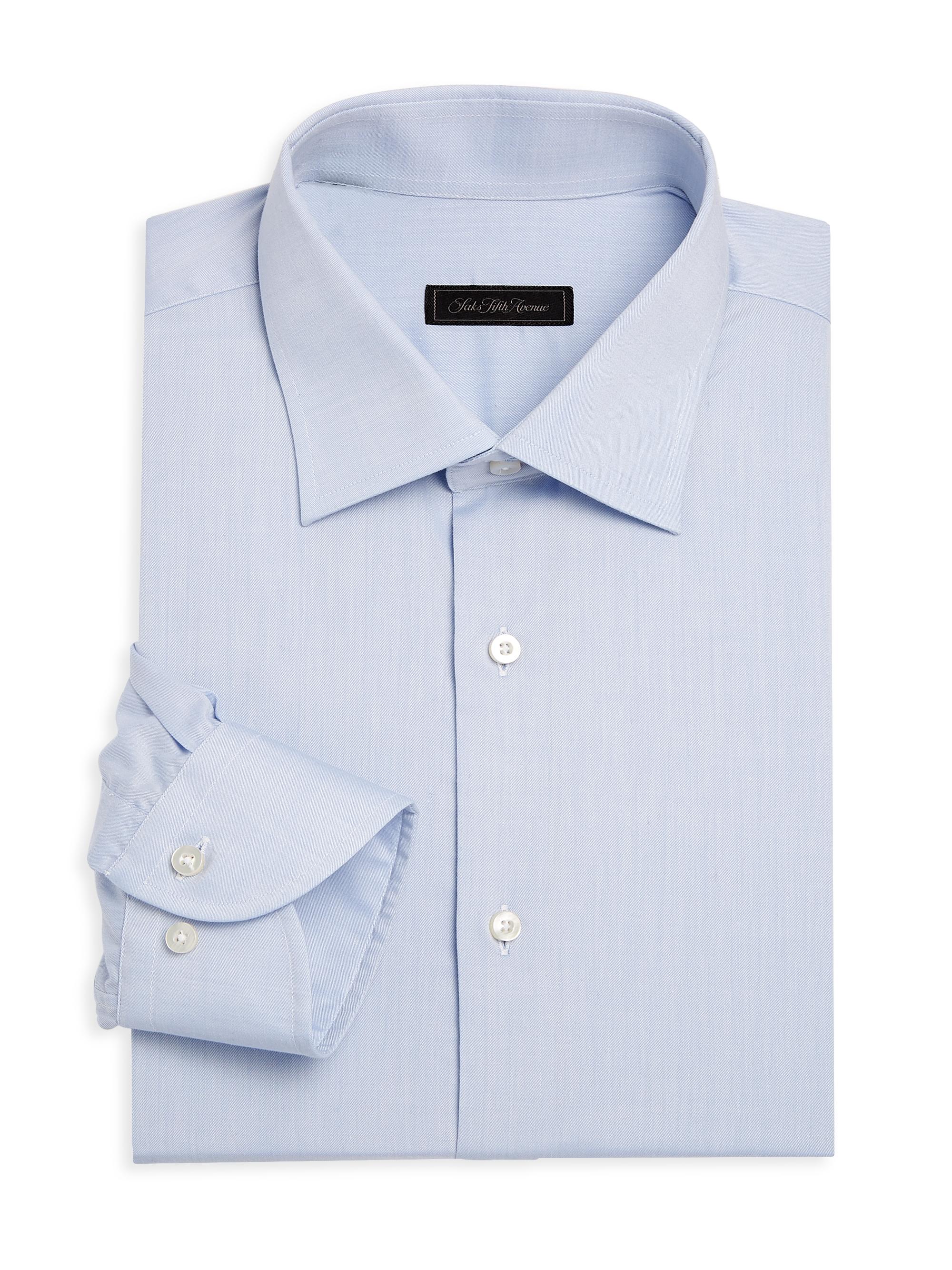 Saks Fifth Avenue Men's COLLECTION Travel Twill Long-Sleeve Dress Shirt - Light Blue
