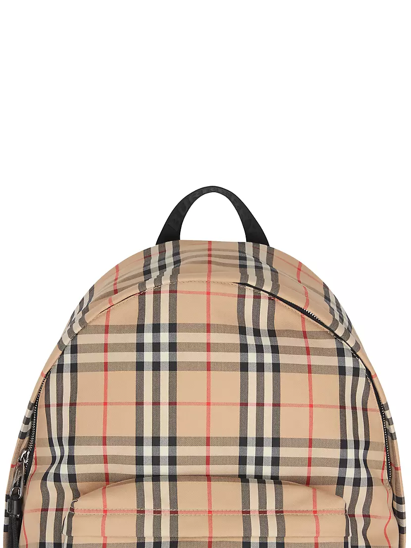 Burberry Check Leather-Trimmed Backpack