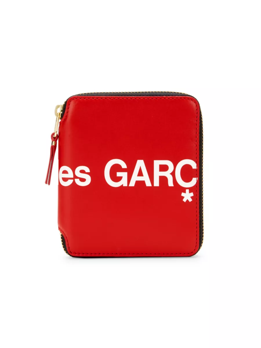 Shop Comme des Garçons PLAY Huge Logo Leather Zip Wallet