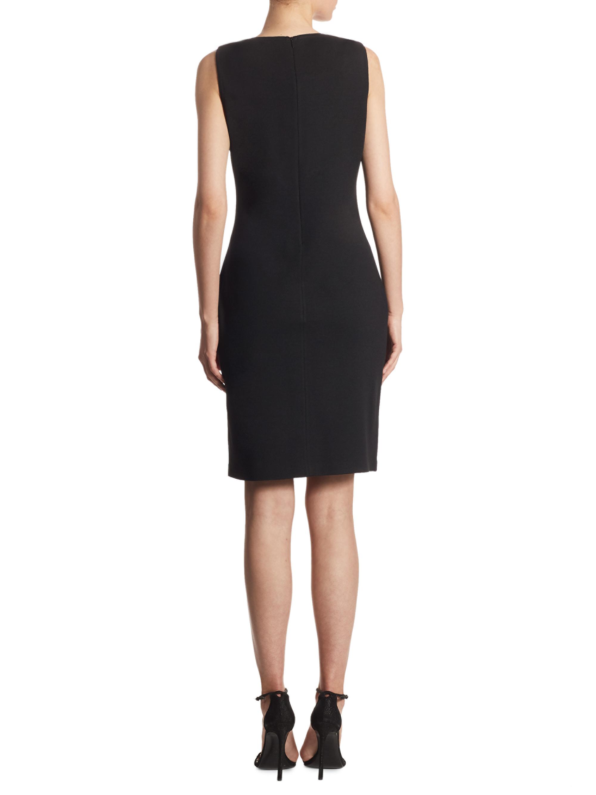 st john milano knit dress St. John Square-Neck Sleeveless Half Milano Knit Dress