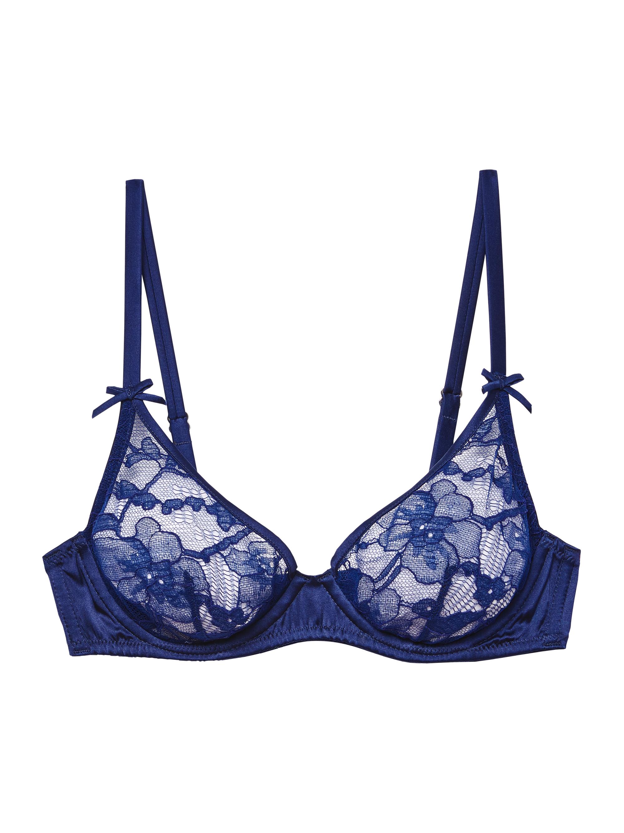 Fleur du Mal Women's Magnolia Lace Demi Cup Bra - Nighttime Blue