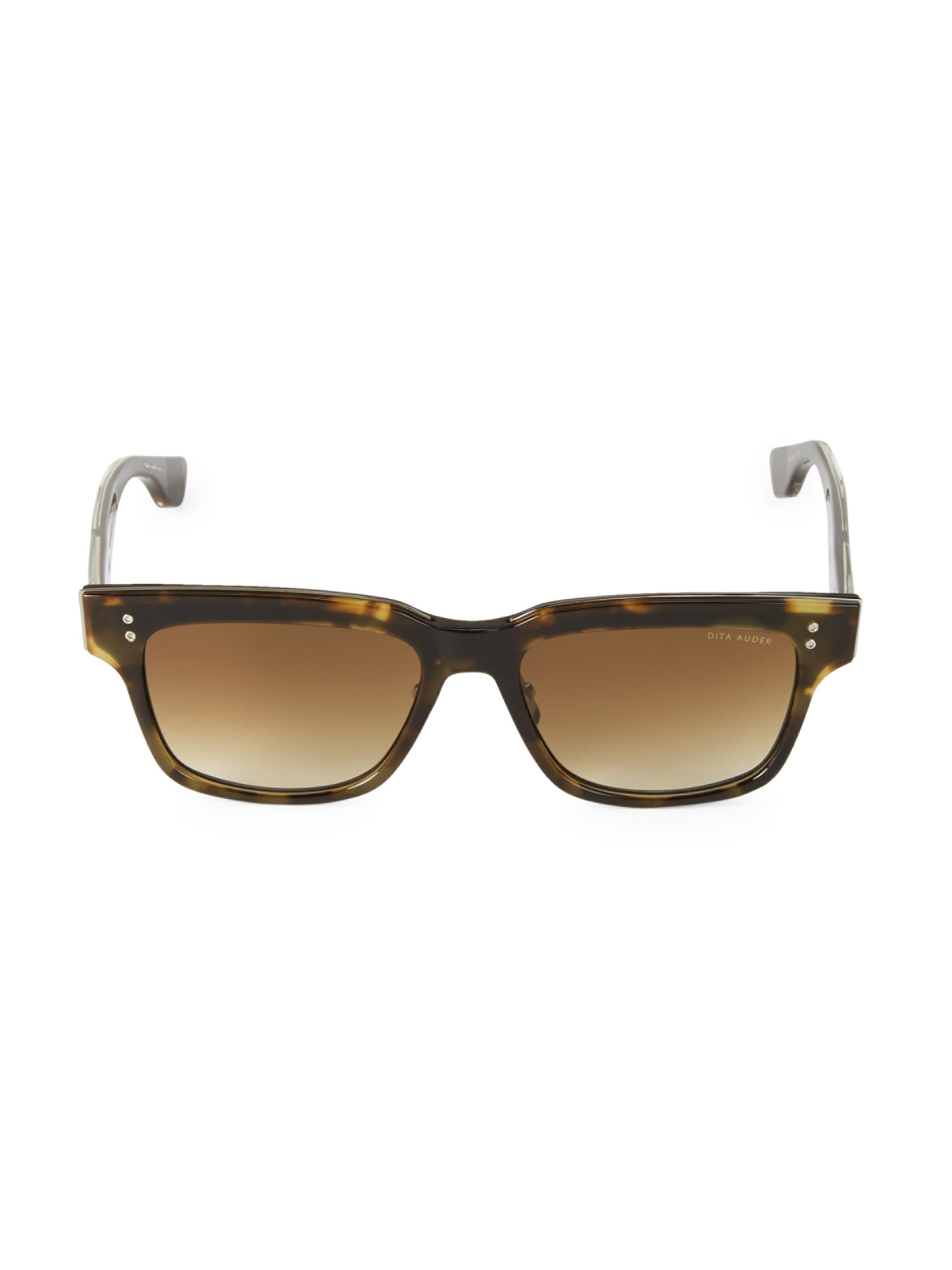 Dita Eyewear Men's 55MM Tortoiseshell Rectangular Sunglasses - Dark Tortoise