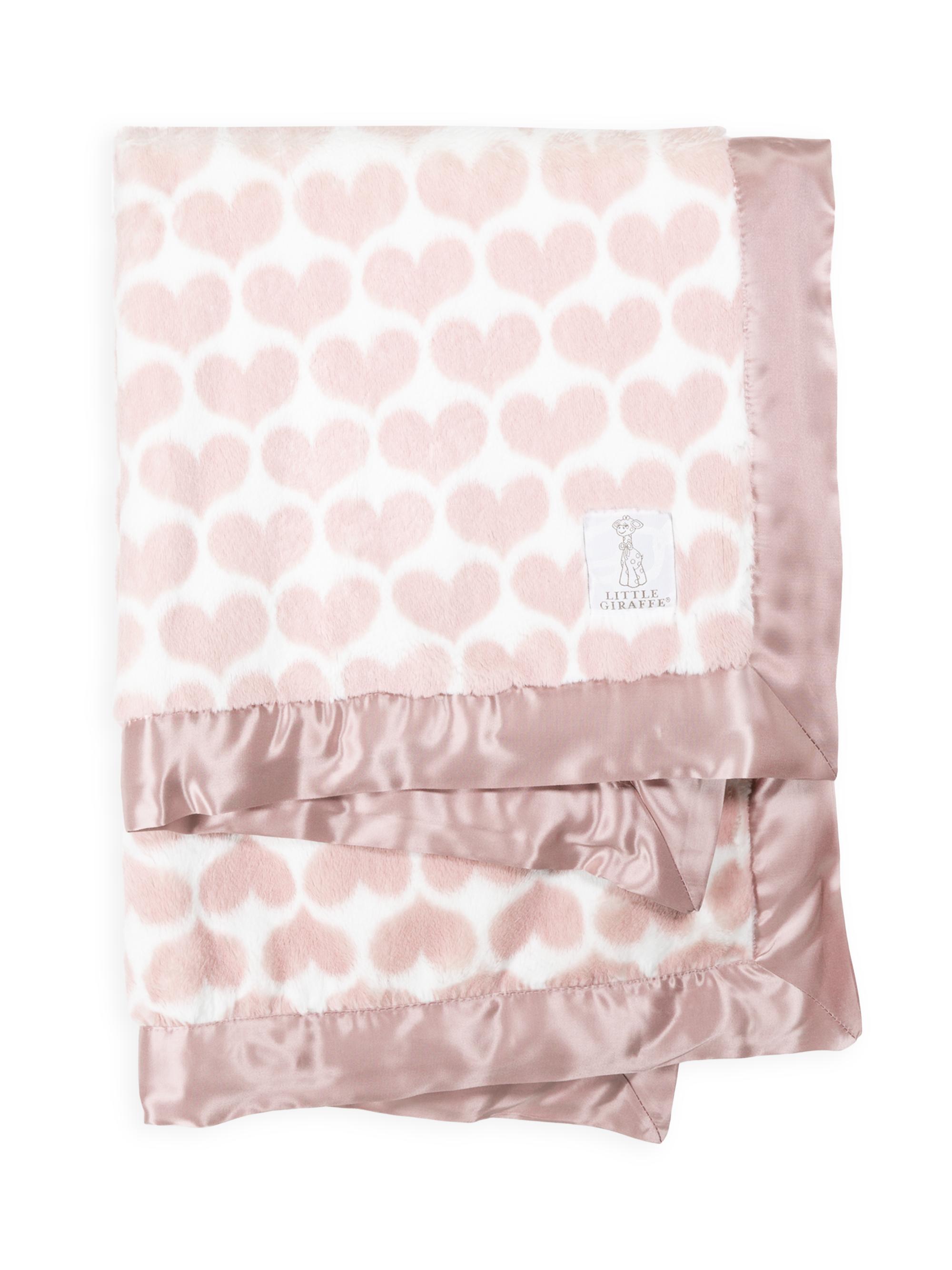 Little Giraffe Luxe Heart Faux-Fur Blanket - Dusty Pink