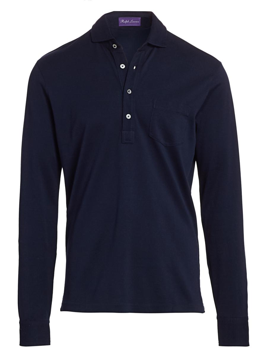 Ralph Lauren Purple Label Washed Non-Logo Long Sleeve Polo