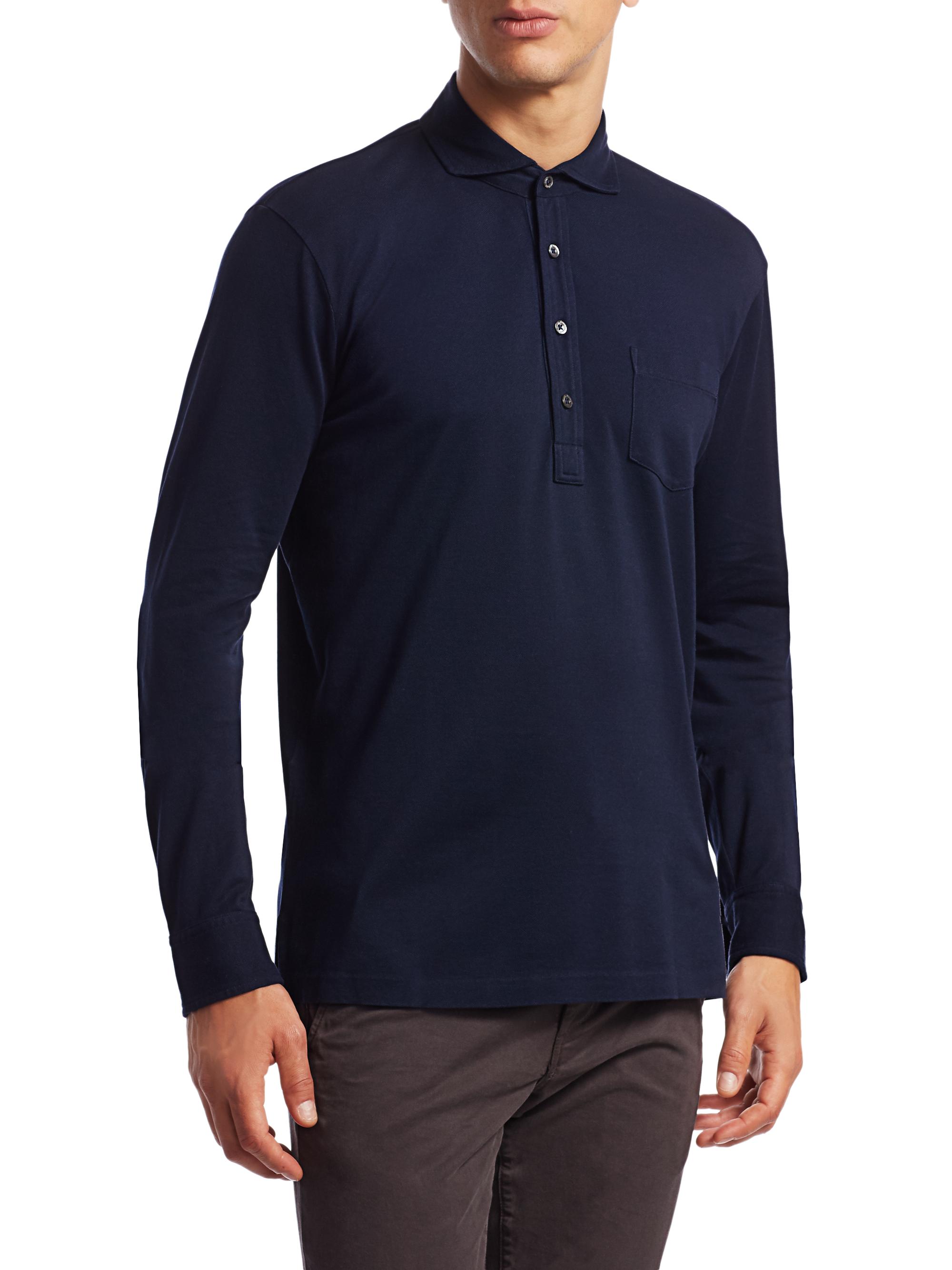 Ralph Lauren Purple Label Washed Non-Logo Long Sleeve Polo | Saks