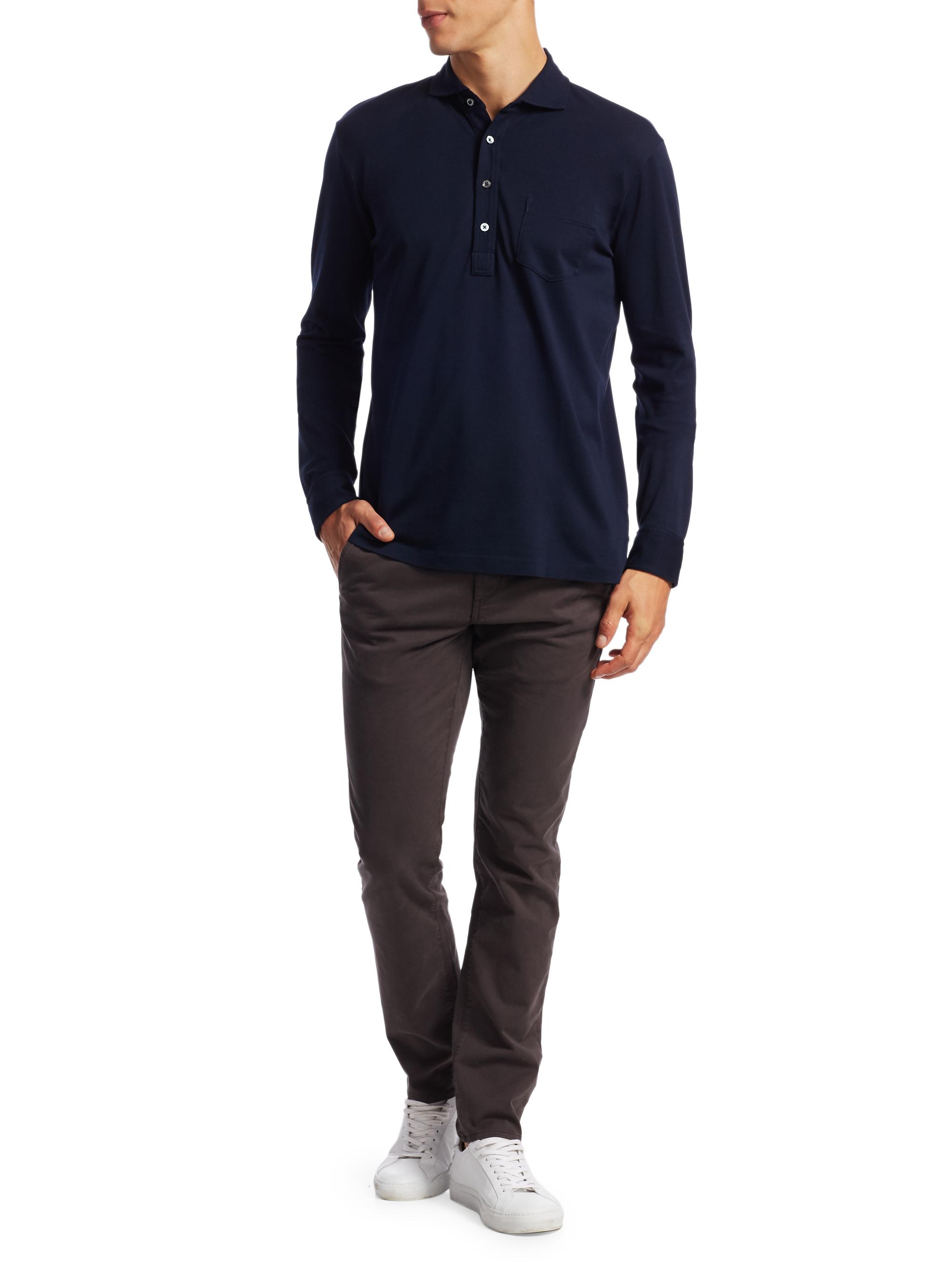 ★9/23迄sale★TFW49 LONG SLEEVE POLO Ralph Lauren Purple Label Washed Non-Logo Long Sleeve Polo | Saks