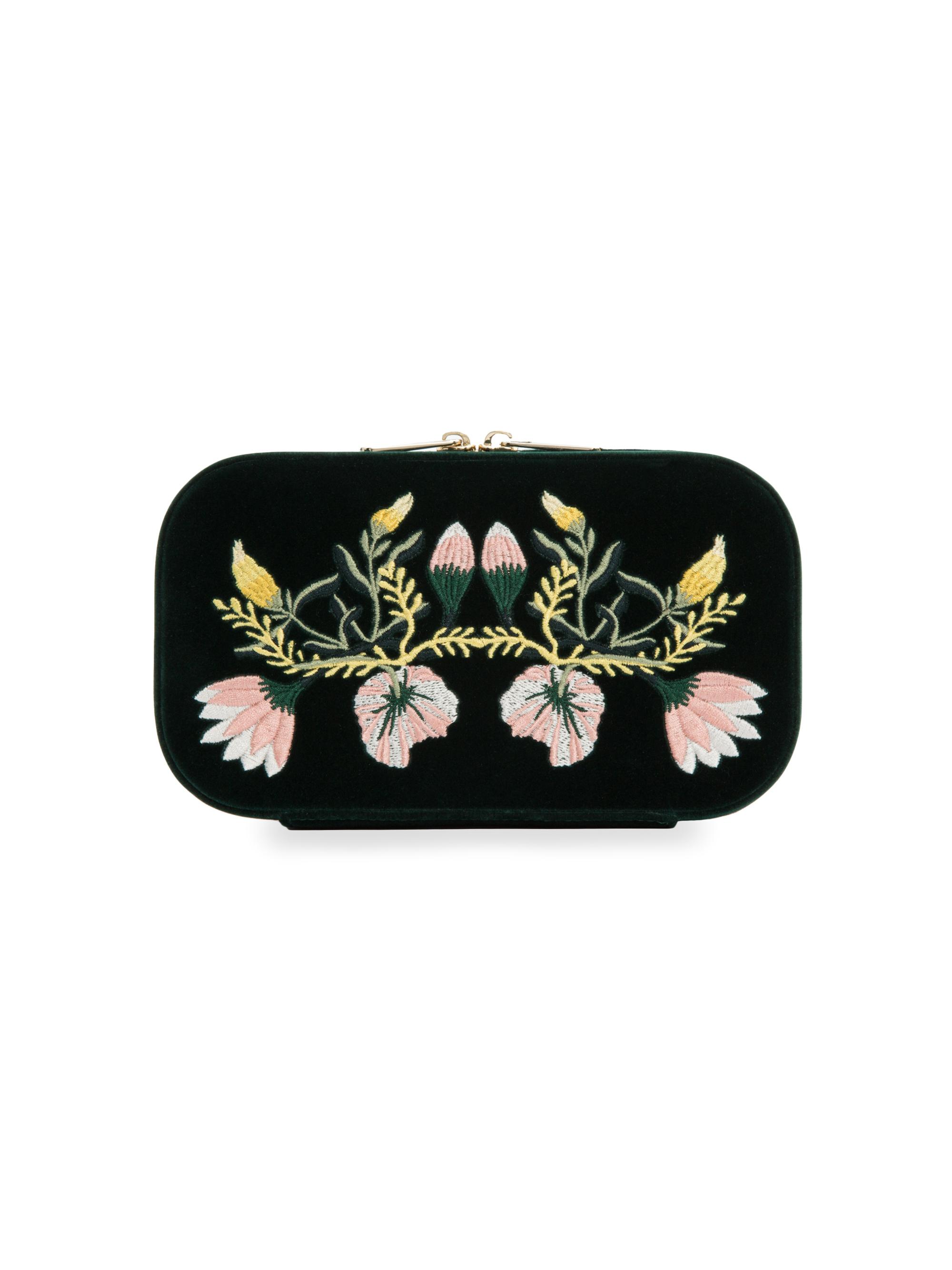 Wolf Zoe Embroidered Travel Zip Case - Forest Green