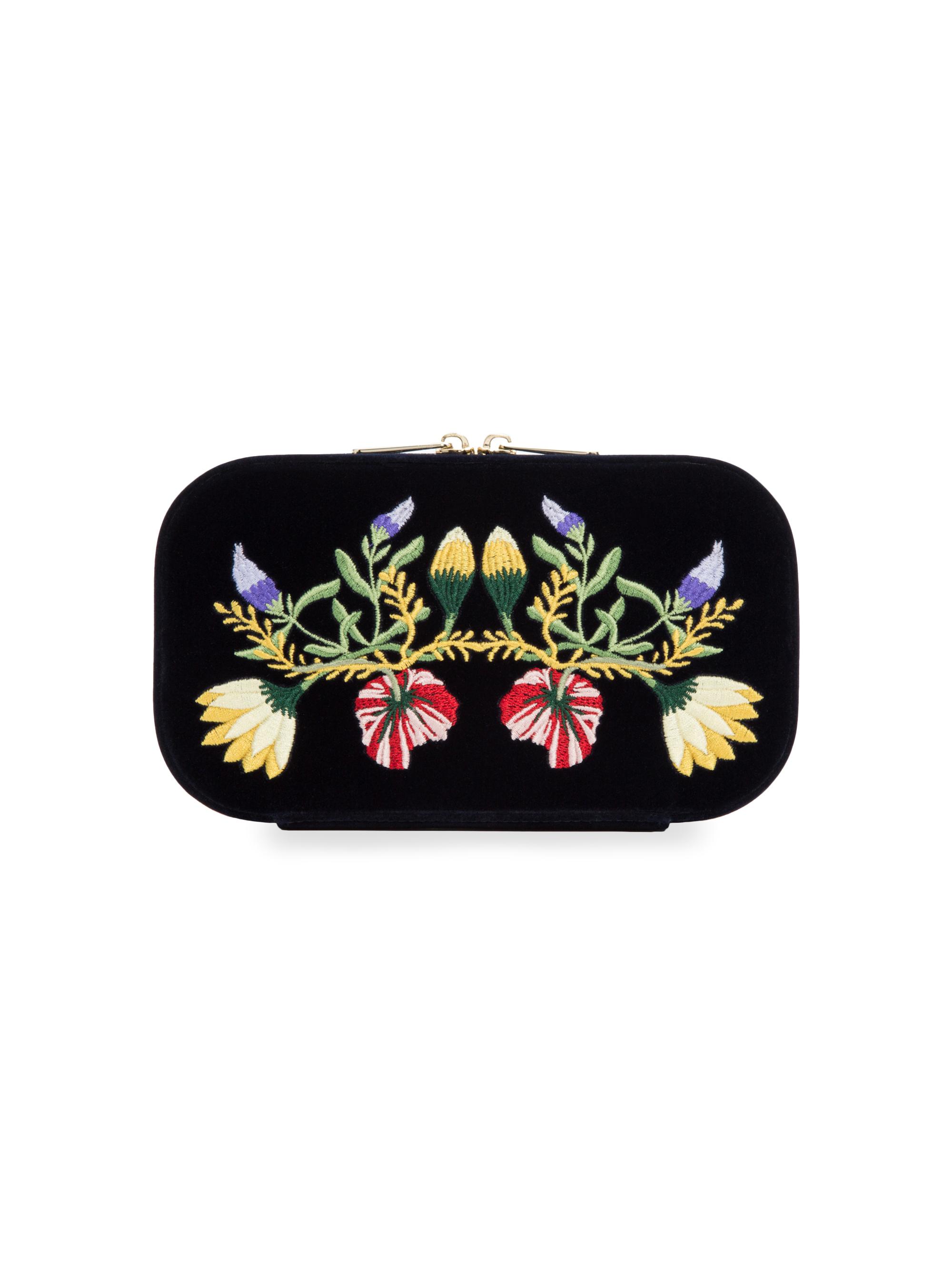 Wolf Zoe Embroidered Travel Zip Case - Forest Green