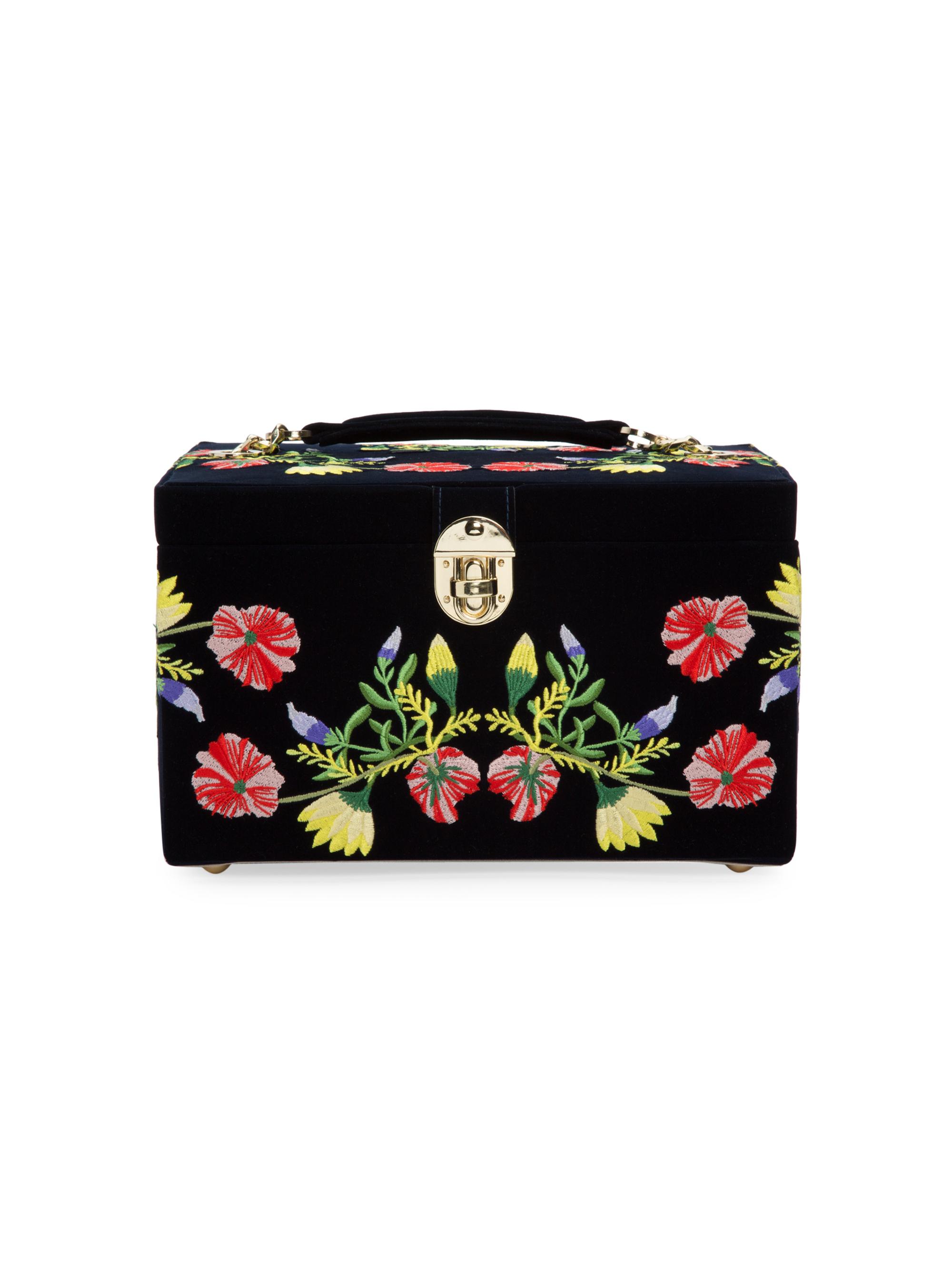Wolf Medium Zoe Embroidered Jewelry Box - Forest Green