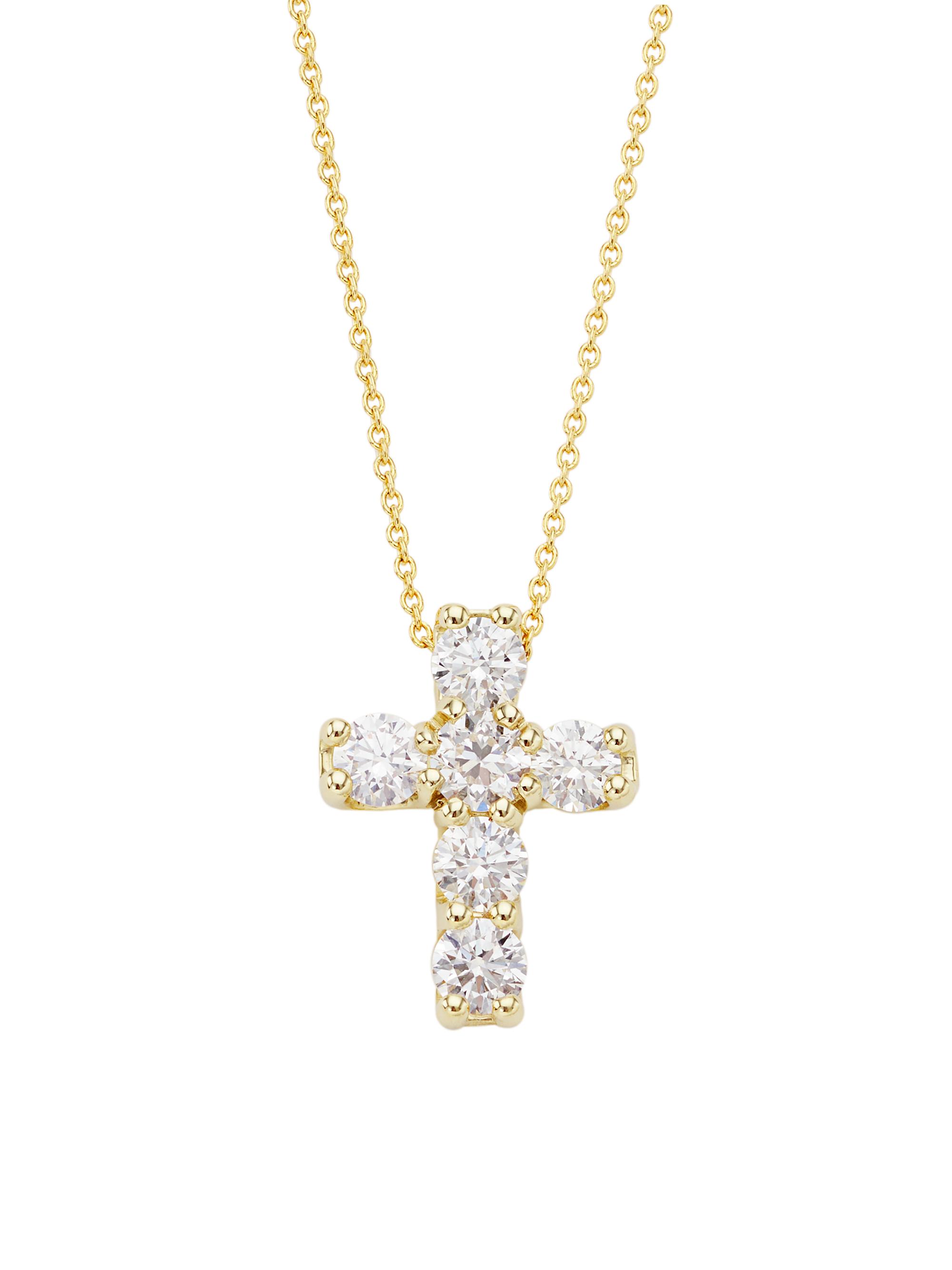 Roberto Coin Women's Tiny Treasures 18K Yellow Gold & 1.06 TCW Diamond Cross Pendant Necklace - Gold