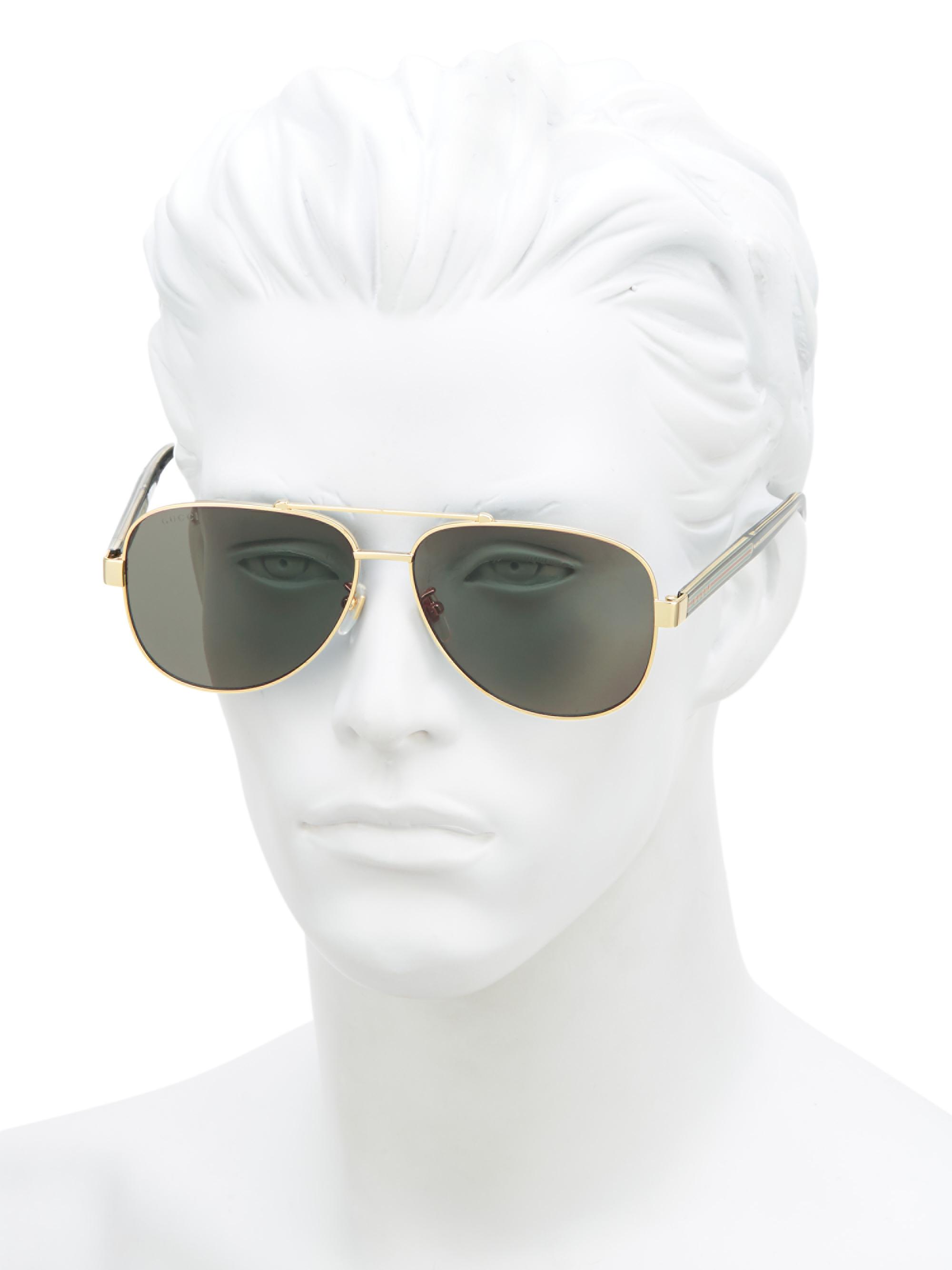 Gucci 63MM Browline Aviator Sunglasses | Saks Fifth Avenue