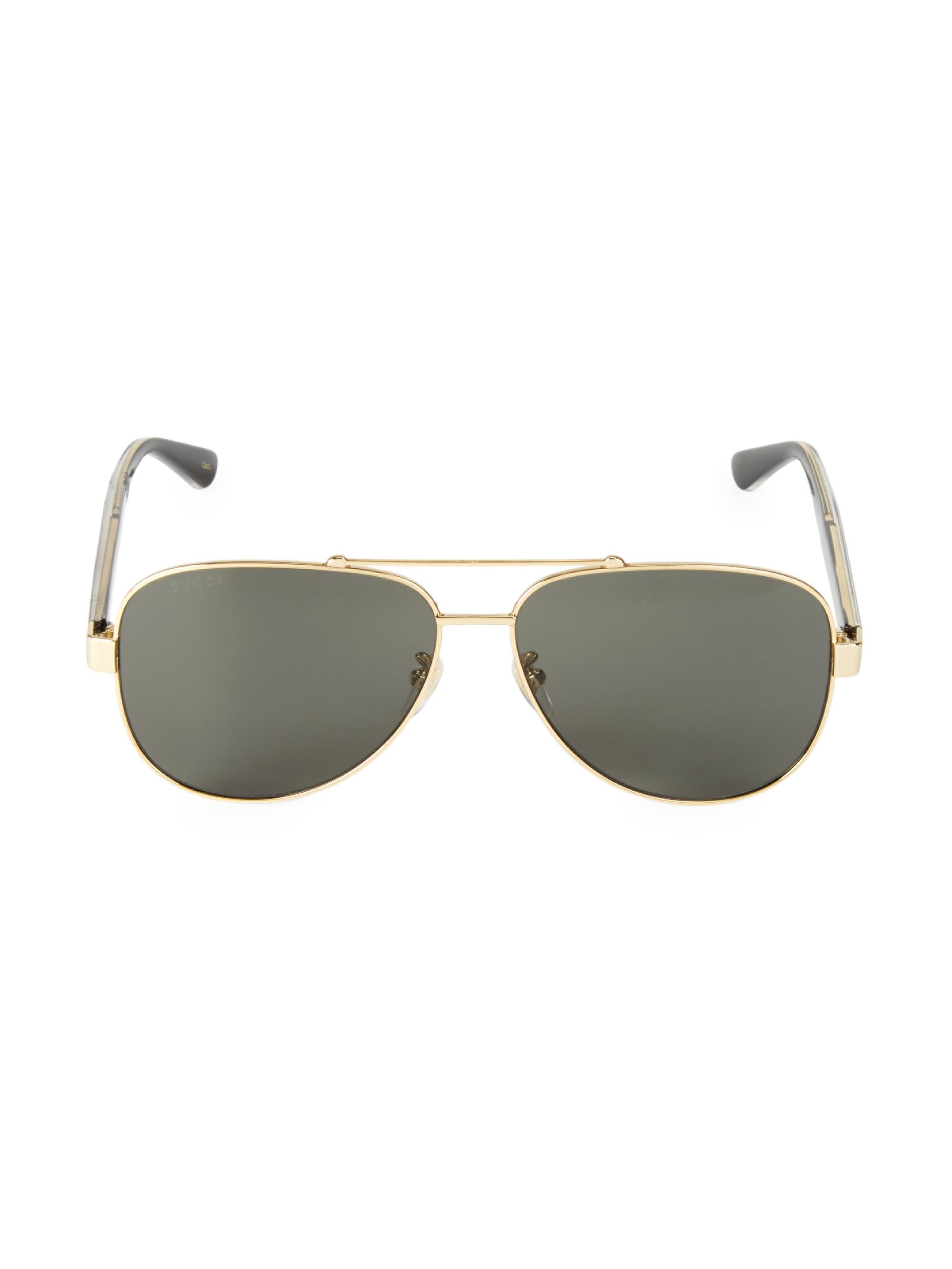 Gucci Men's 63MM Browline Aviator Sunglasses - Gold