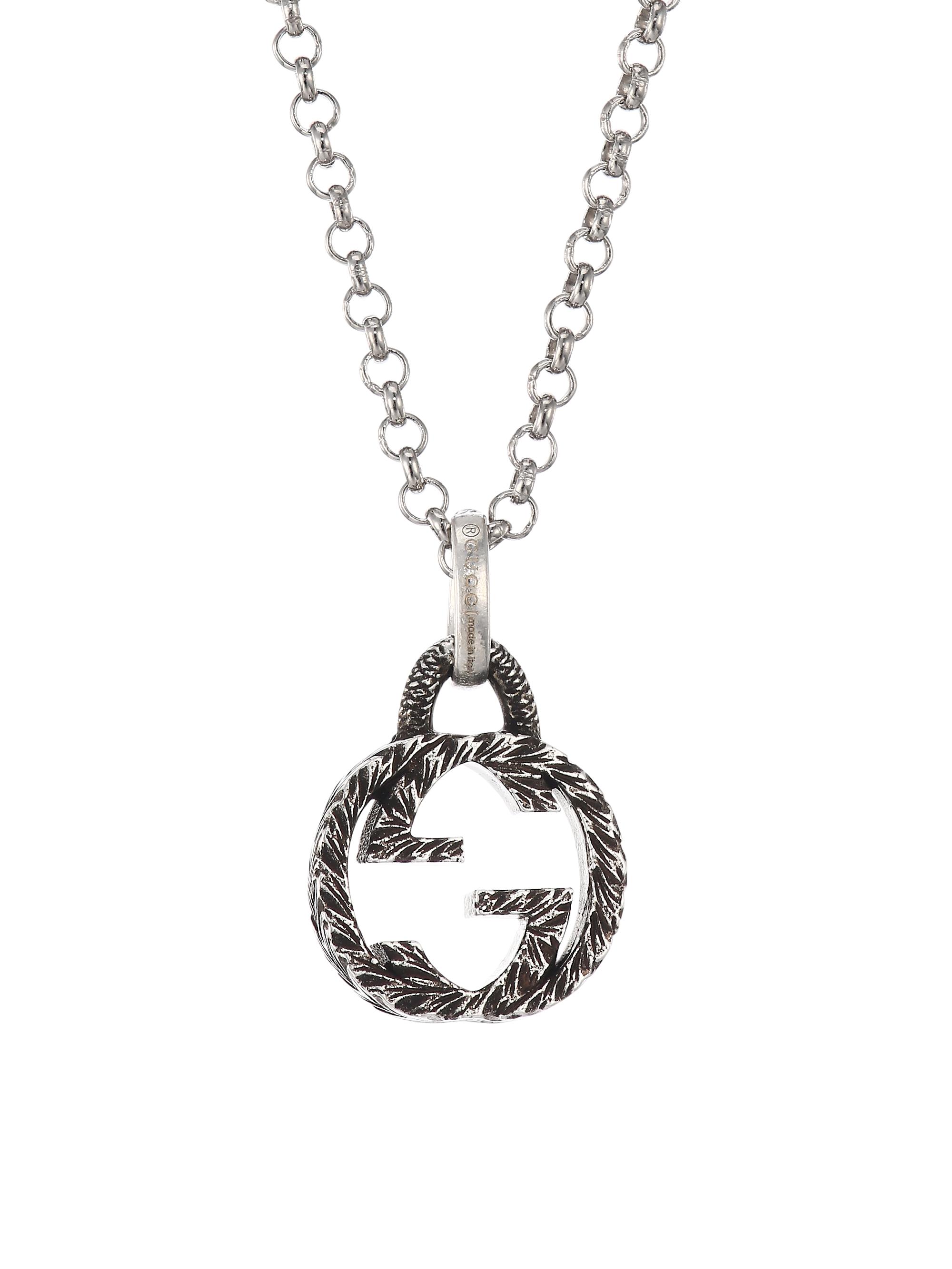 Gucci Men's GG Interlocking Sterling Silver Logo Charm Pendant Necklace - Silver - Women's Jewelry And Watches