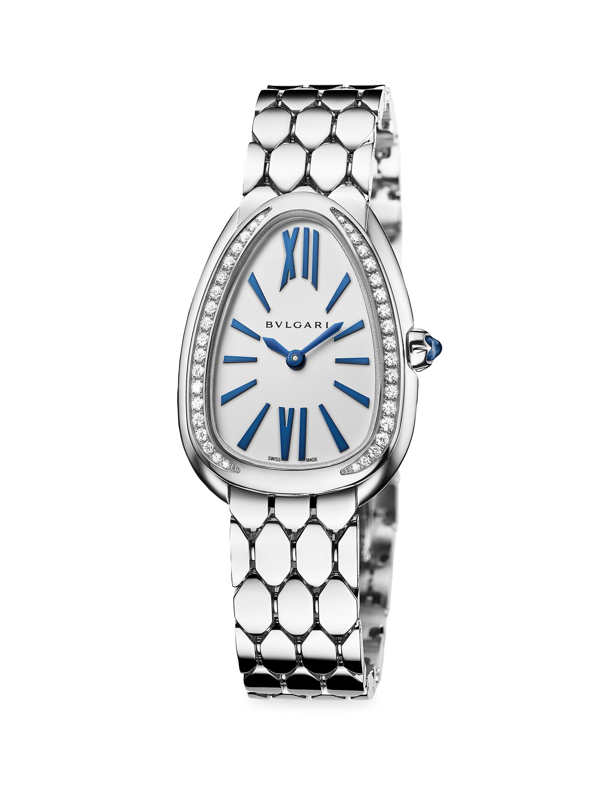 BVLGARI Women's Serpenti Seduttori 18K White Gold & Diamond Bracelet Watch - White Gold
