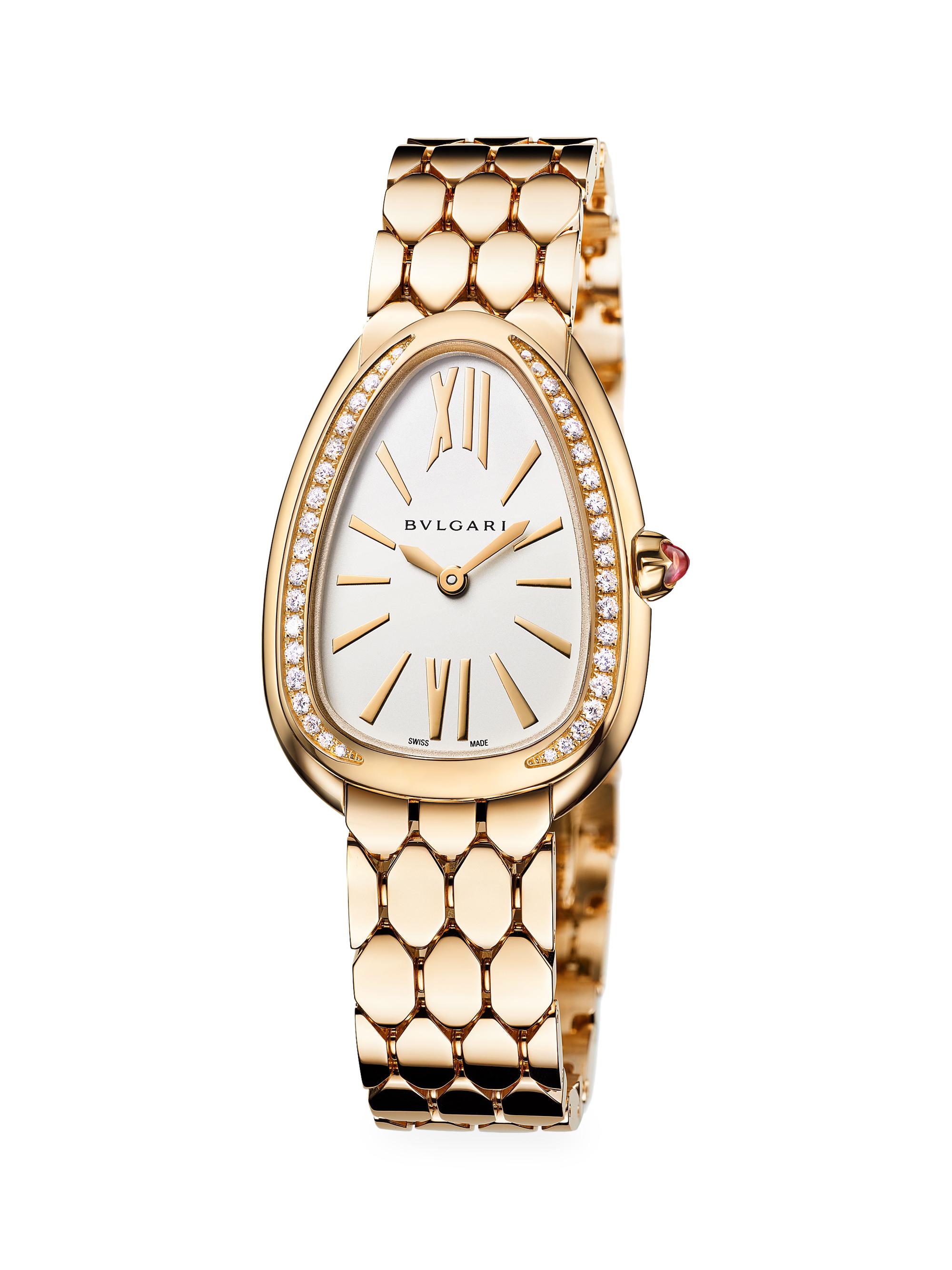 BVLGARI Women's Serpenti Seduttori 18K Yellow Gold & Diamond Bracelet Watch