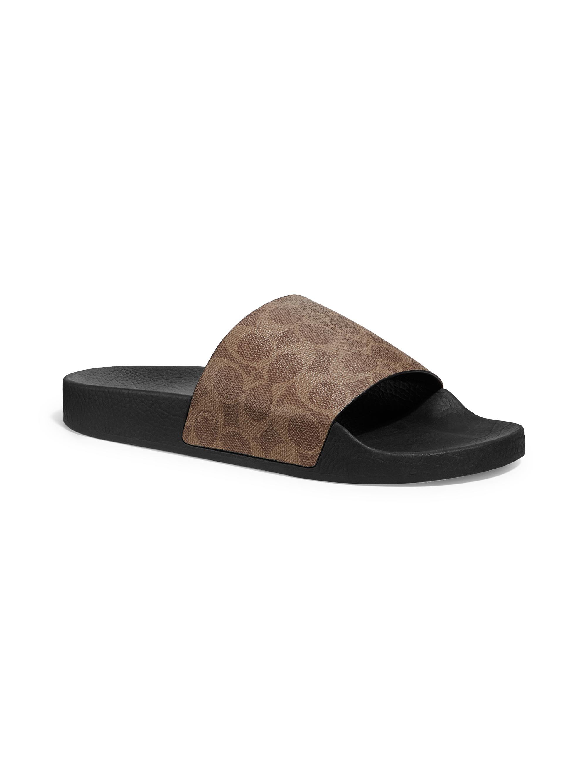 COACH Signature Monogram Canvas Slide Sandals | Saks Fifth Avenue