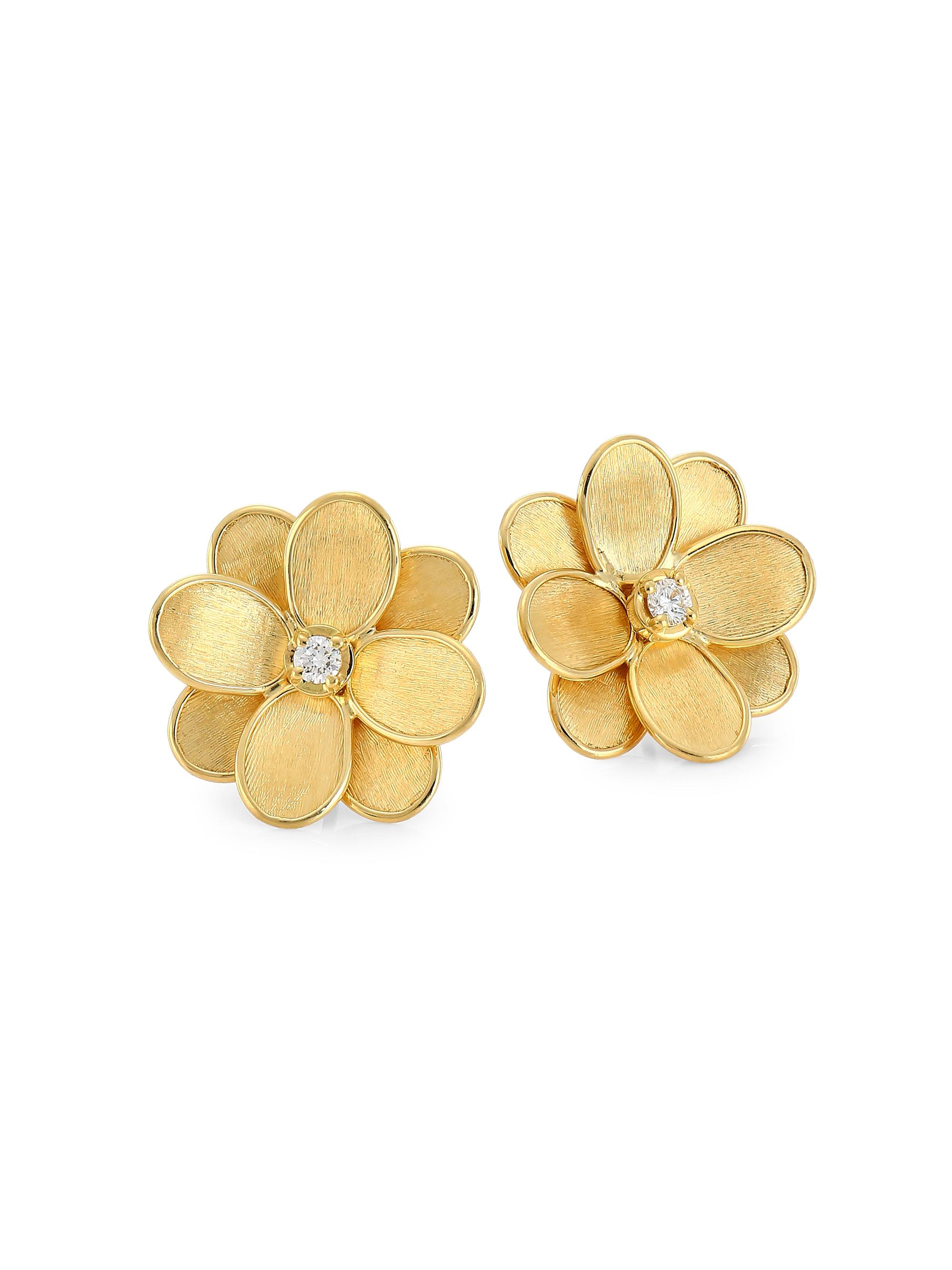 Marco Bicego Women's Petali 18K Yellow Gold & Diamond Flower Stud Earrings - Gold