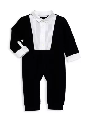 Baby Boy Letter Print Black and White Striped Short-sleeve Romper
