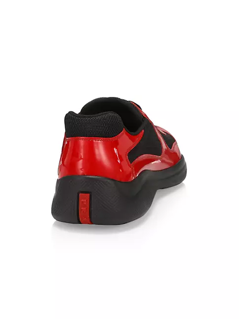 Prada Shoes America's Cup Low Top Sneakers Red Leather Women