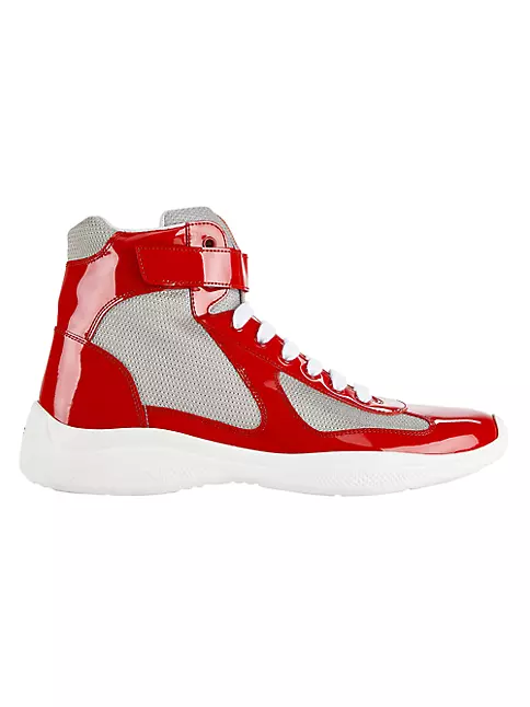 Prada Shoes America's Cup Low Top Sneakers Red Leather Women