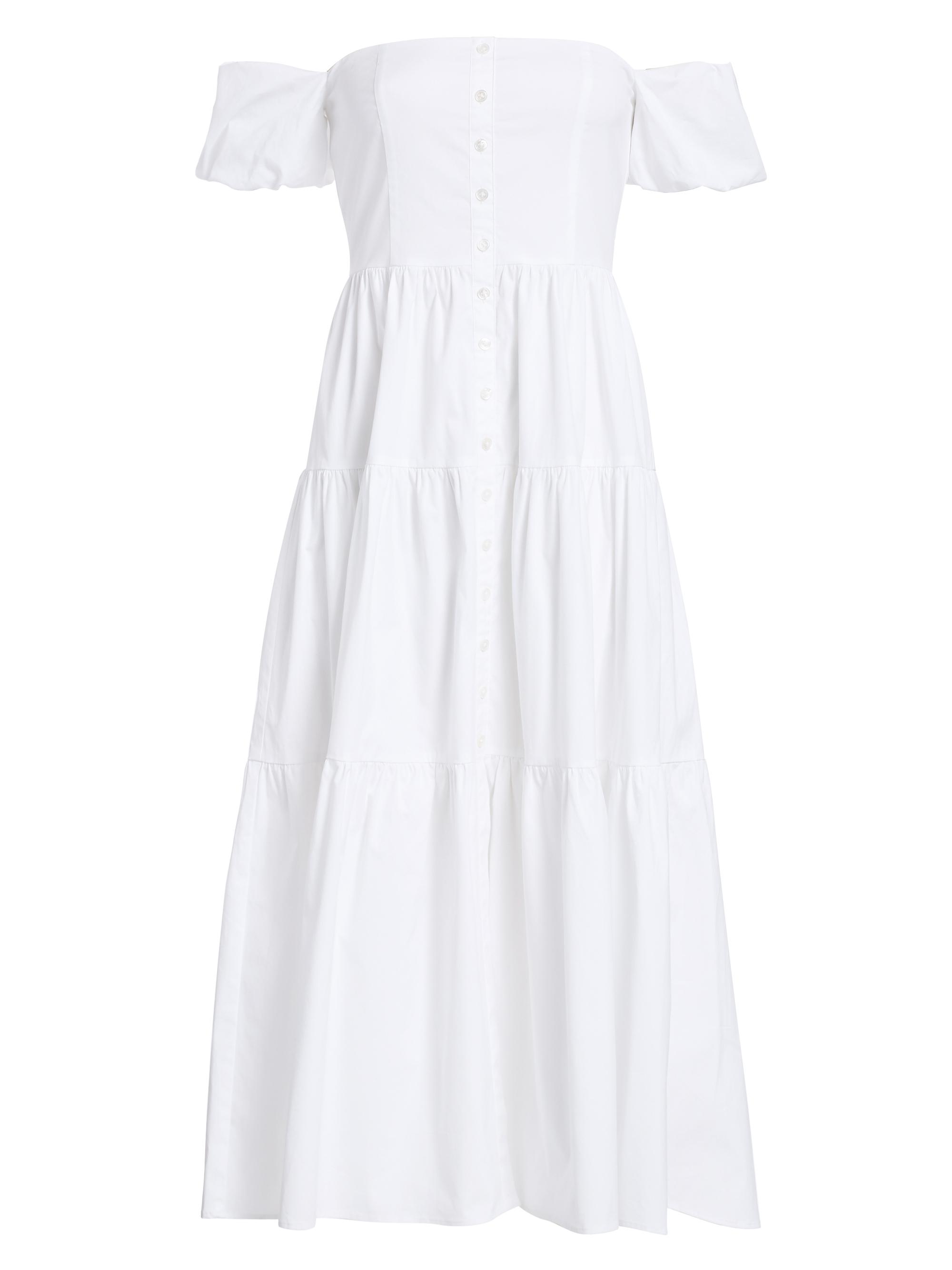 Staud Women's Elio Puff-Sleeve Prairie Dress - White
