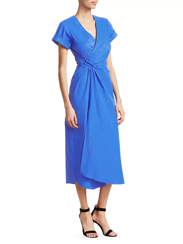 Edie Linen-Blend Wrap Midi Dress