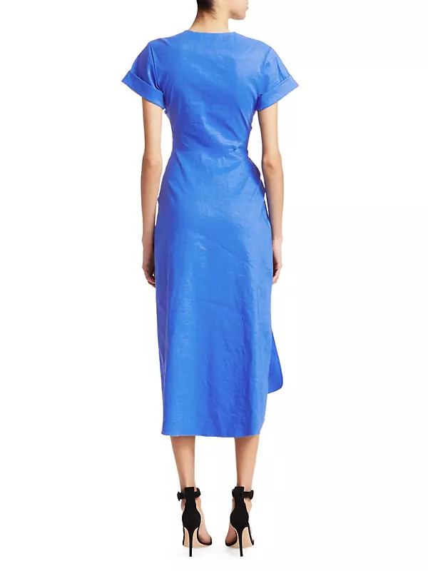 Edie Linen-Blend Wrap Midi Dress
