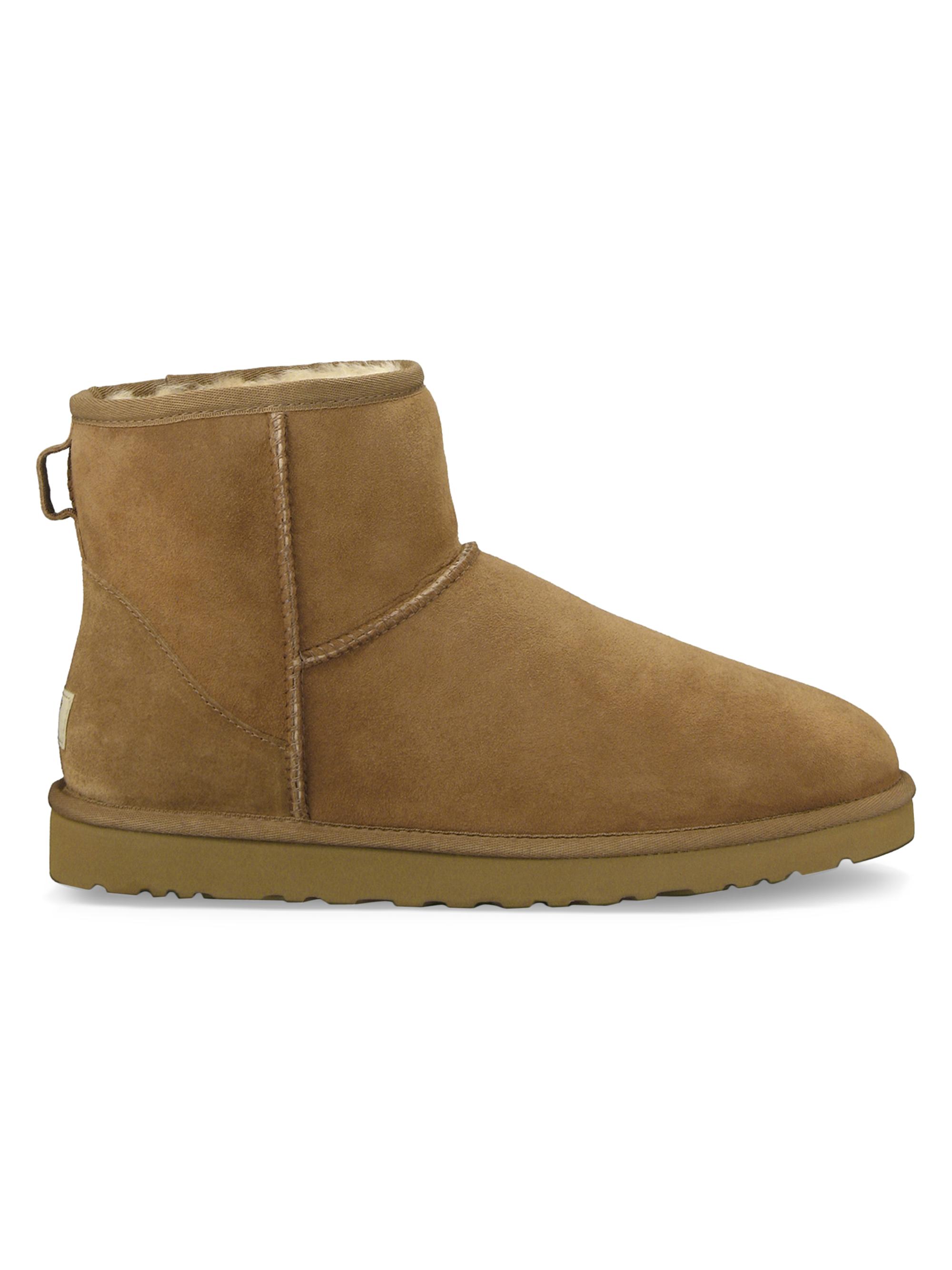 UGG Men's Classic Heritage Suede & Shearling Classic Mini Bomber Boots - Chestnut