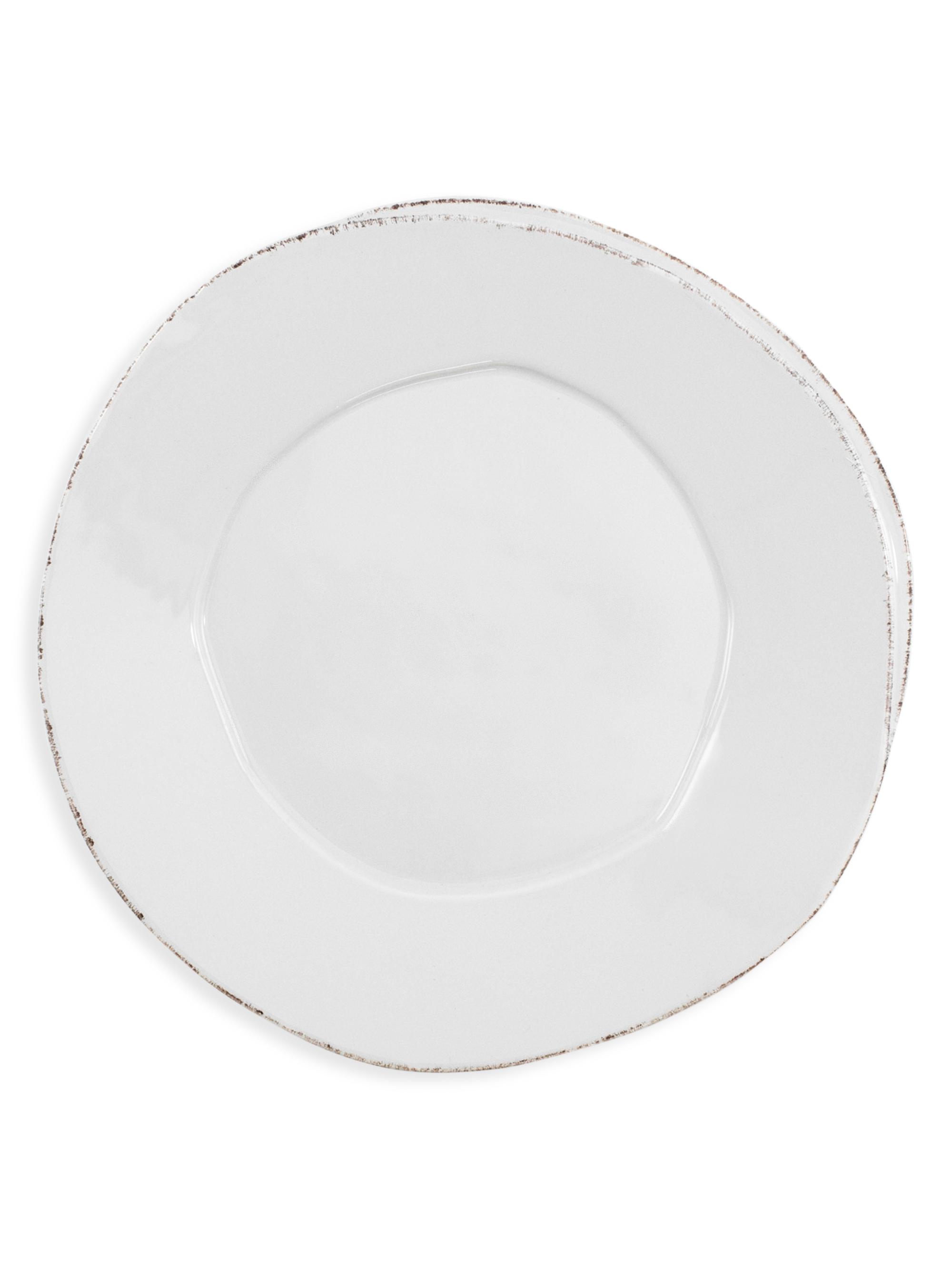 Vietri Lastra Ceramic European Dinner Plate - Light Gray