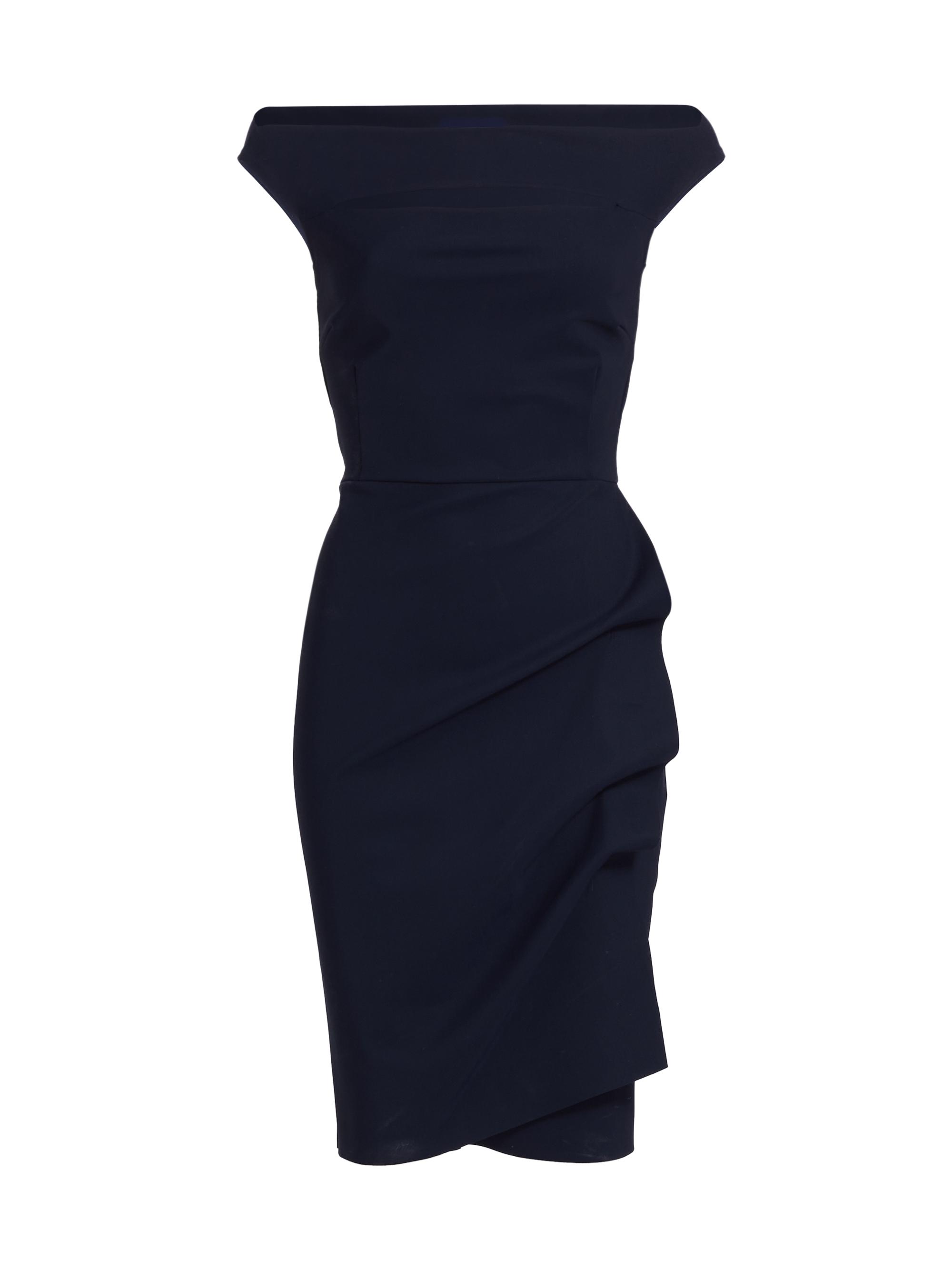 Chiara Boni La Petite Robe Women's Melania Off-The-Shoulder Side Ruched Cut Out Sheath Dress - Blue Notte