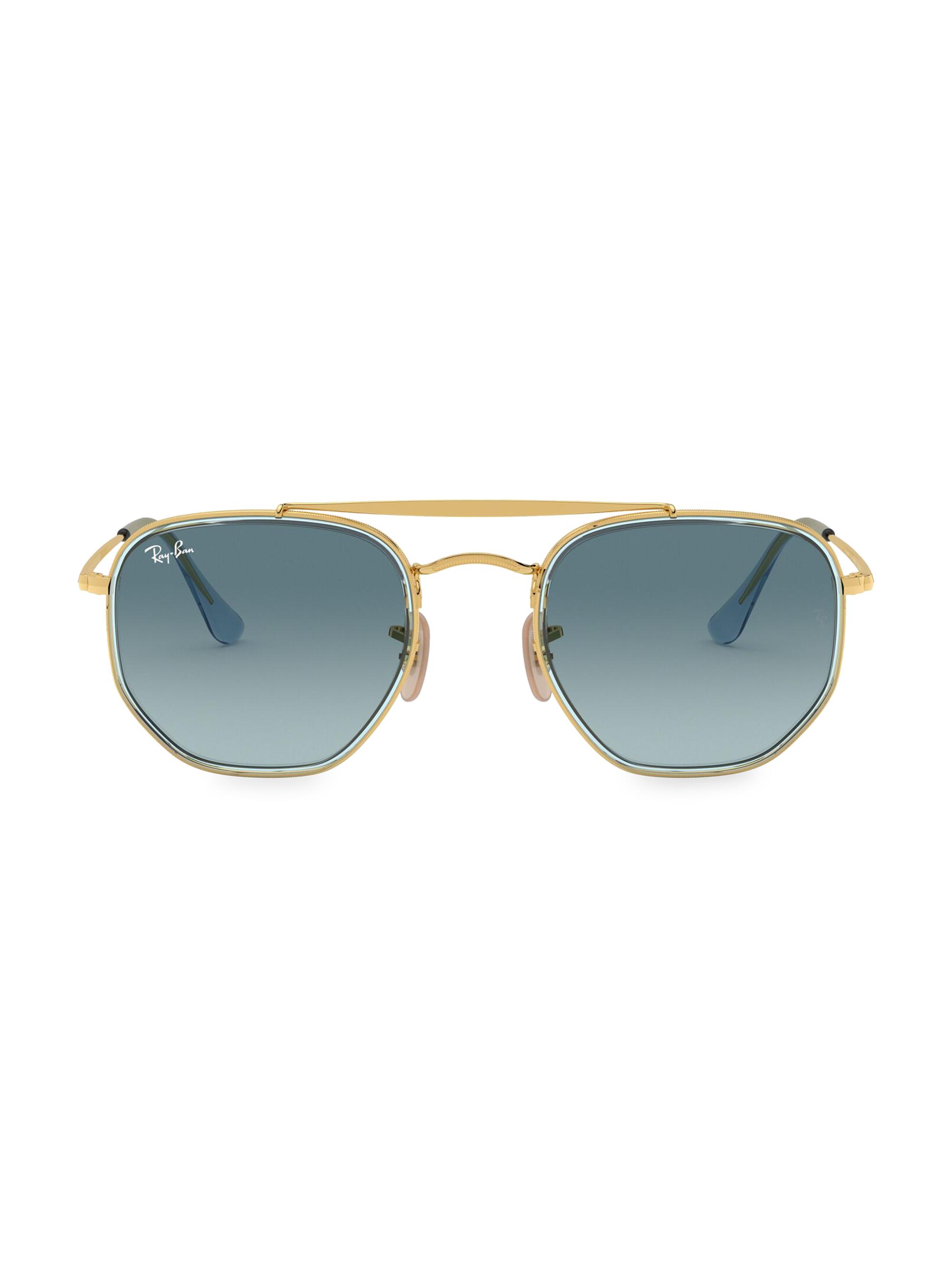 Ray-Ban Women's RB3648 52MM Geometric Aviator Sunglasses - Blue Grey