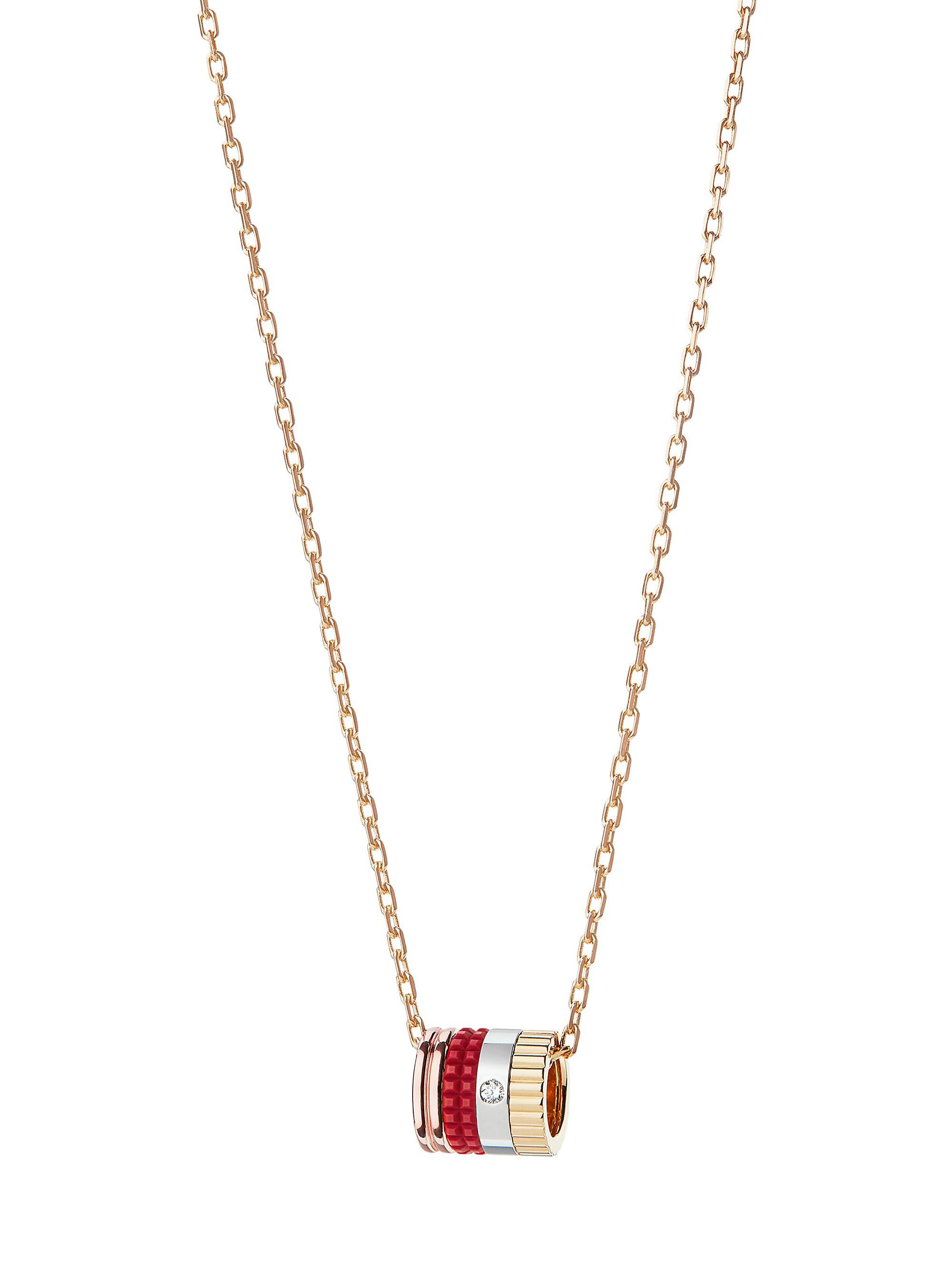 Boucheron Women's Quatre Red Edition Tri-Tone 18K Gold, HyCeram & 0.01 TCW Diamond Pendant Necklace - Gold