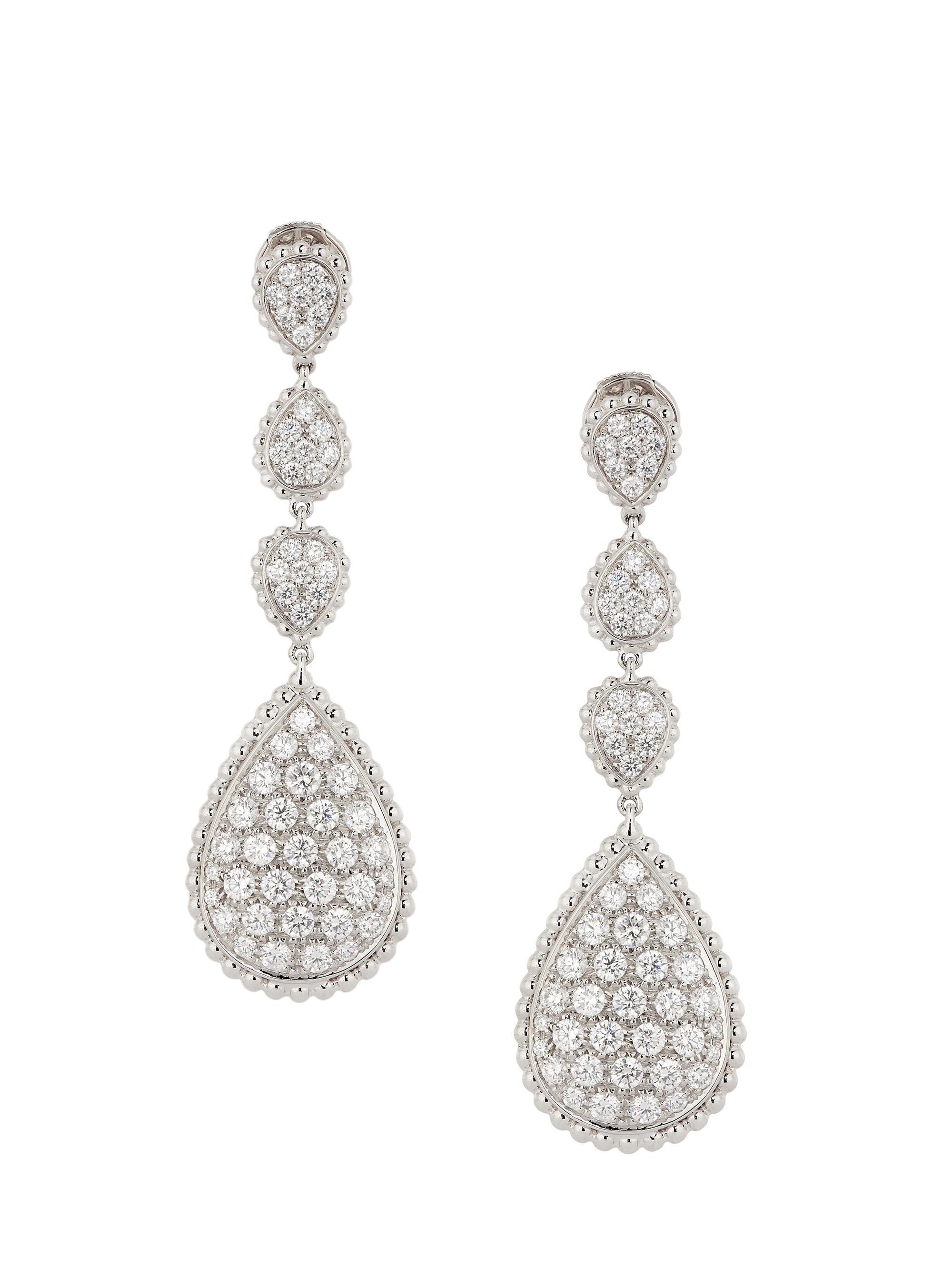 Boucheron Women's Serpent Boheme 18K White Gold & Diamond Pendant Earrings - White Gold