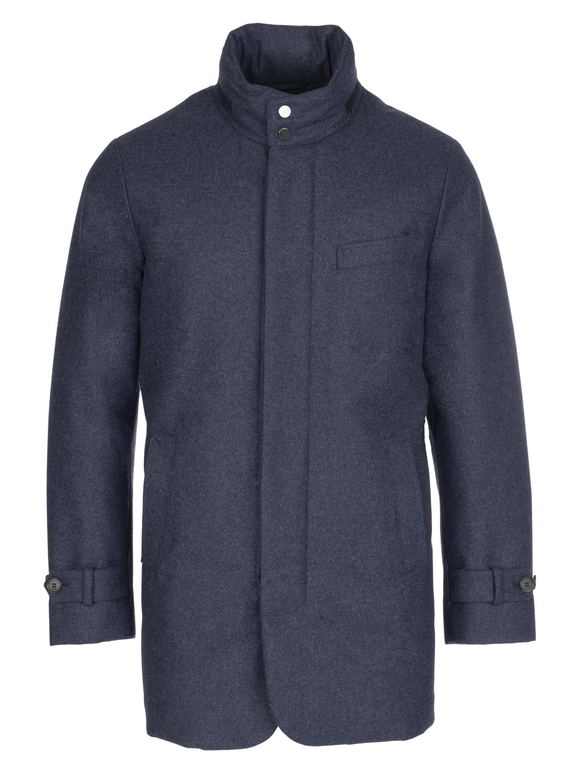 Norwegian Wool Men's Slim-Fit Hooded Wool Down Car Coat - Blue