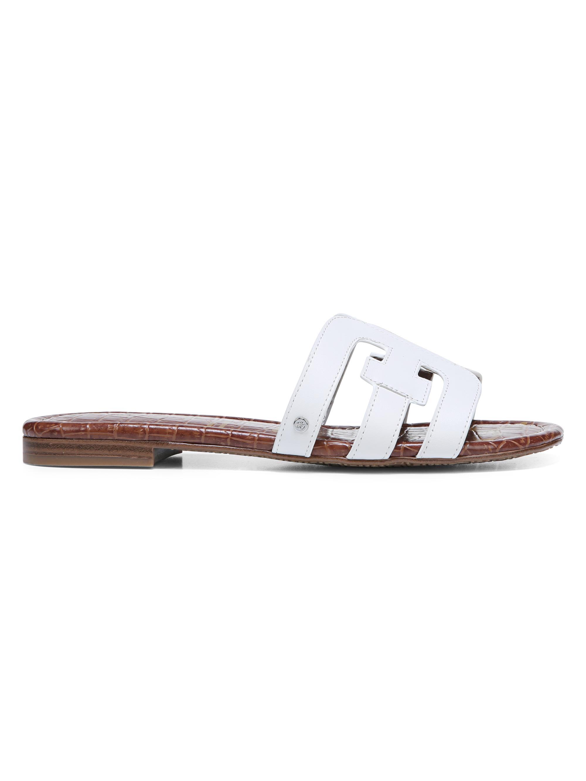 Sam Edelman Women's Bay Flat Leather Sandals - White