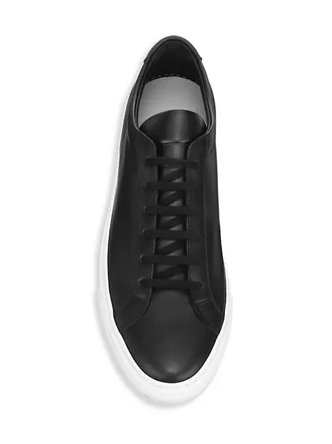 Men’s Low Top Sneakers Genuine Leather Shoes Black