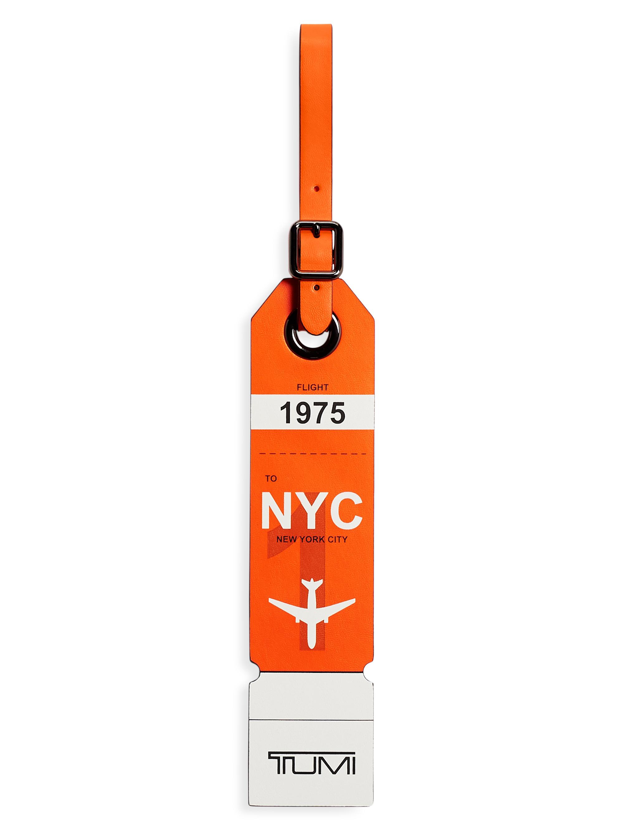 TUMI Men's New York Leather Luggage Tag - Orange