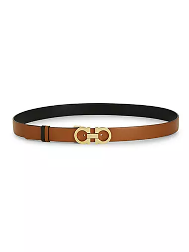 Gancini Buickle Textured Leather Belt
