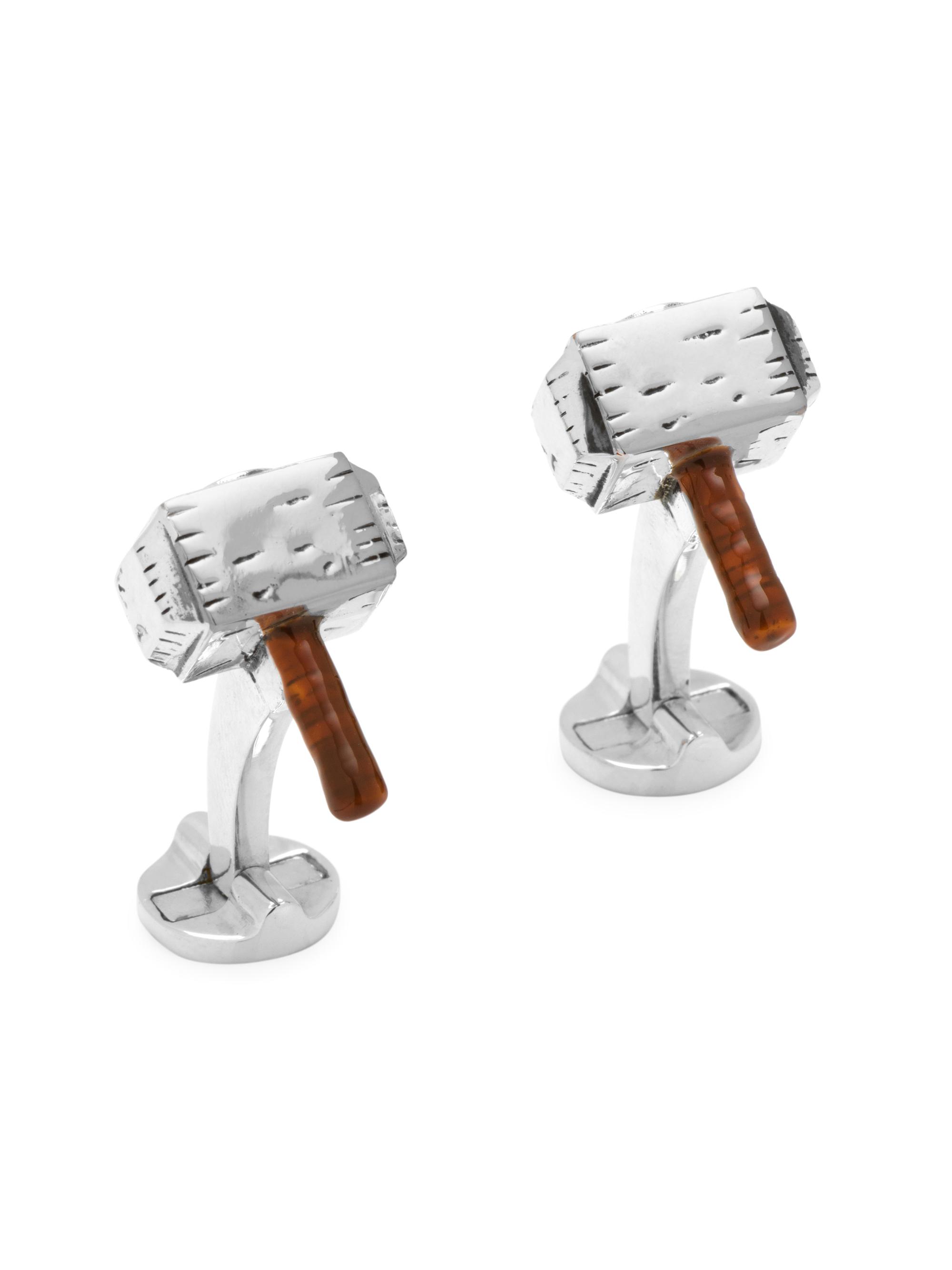Cufflinks, Inc. Men's Marvel Sterling Silver 3D Thor's Hammer Cufflinks - Silver